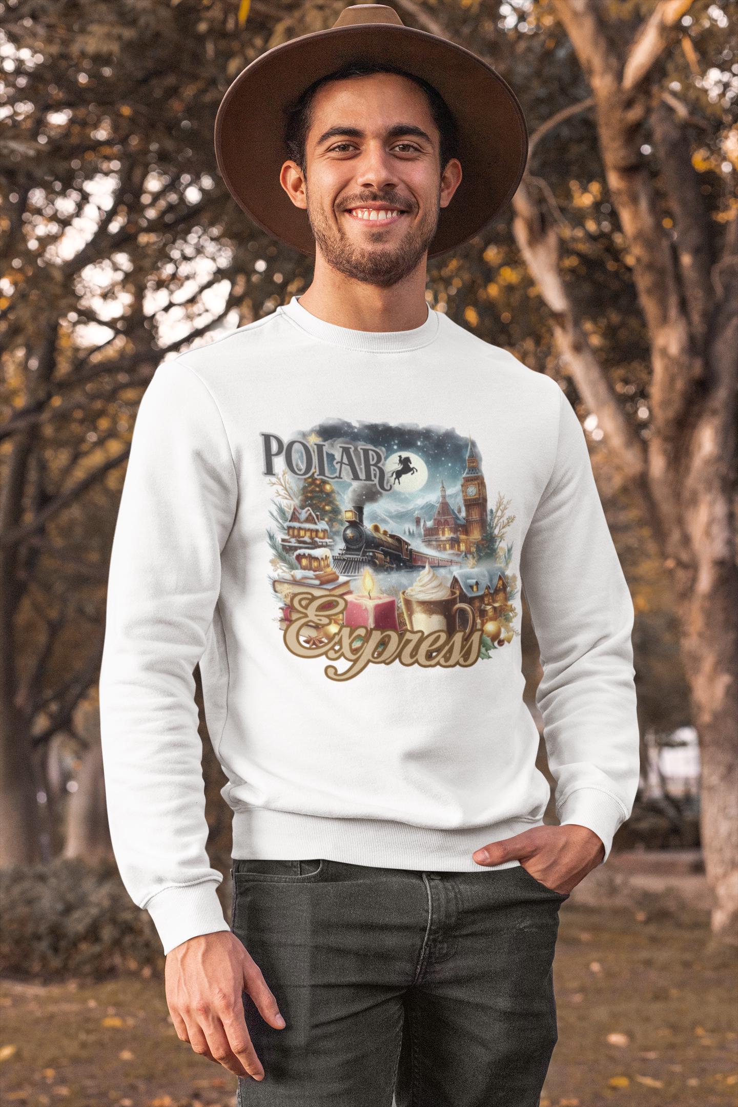 Christmas Sweatshirt, North Polar Express Holiday Jumper Top, Festive Winter Apparel, Xmas Crewneck Pullover, Seasonal Gift for Him/Her,