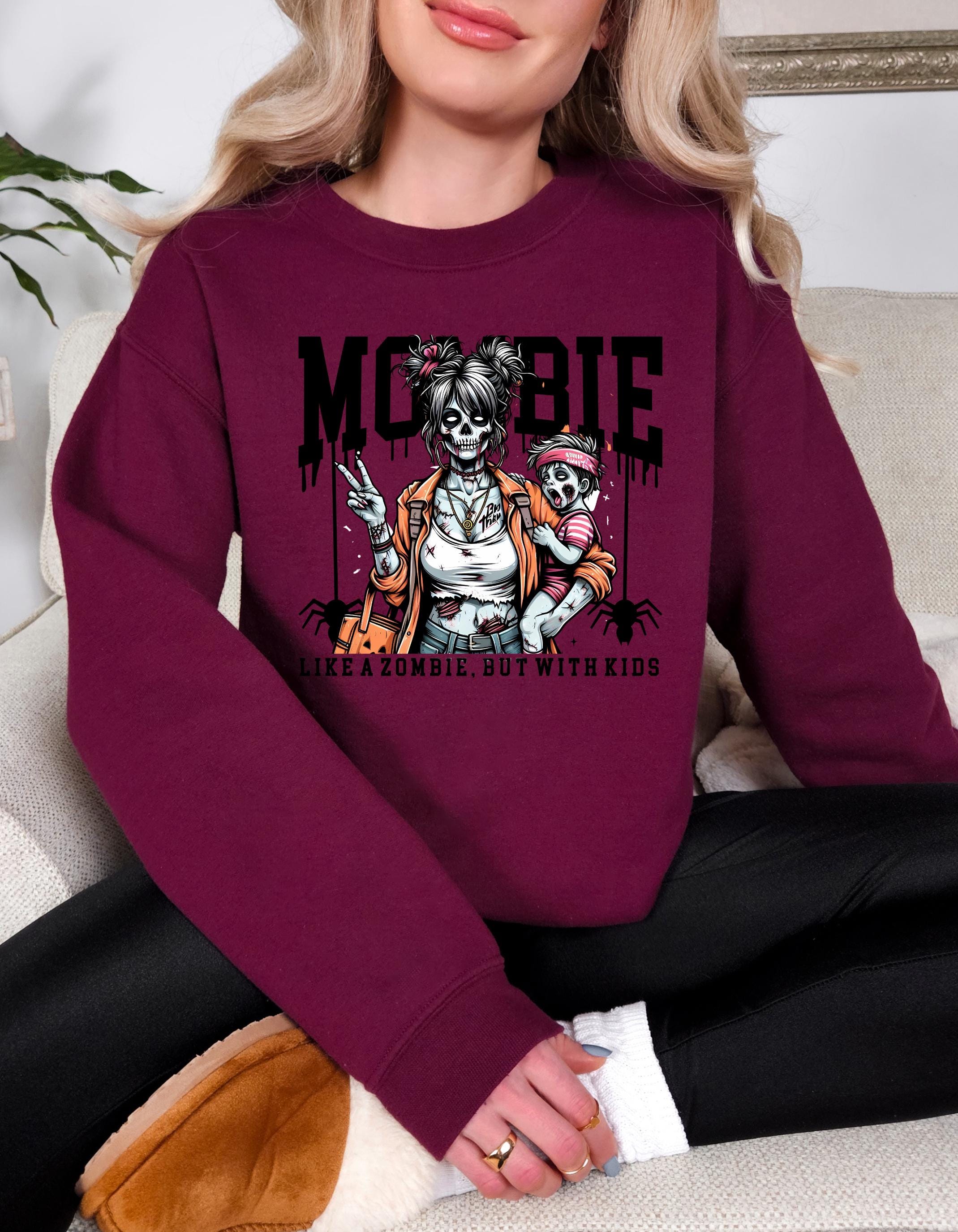 Personalizable Mombie Halloween Sweatshirt - Funny Mom Zombie Apparel