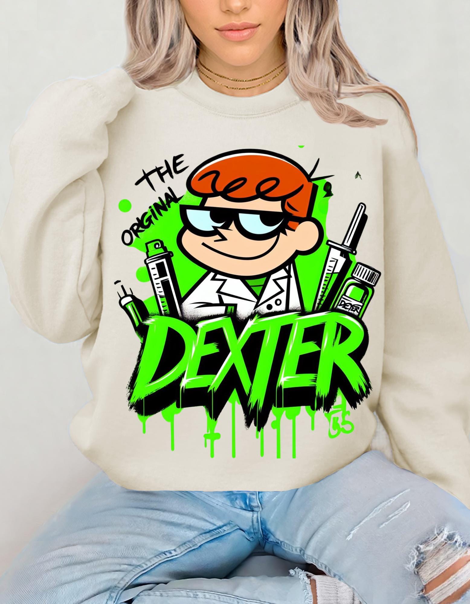 Parody Cartoon Sweatshirt, '90s Cartoon Gift, Dexter Parody, Unisex Crewneck Jumper, Funny TV Show Pullover, Vintage Animation Top