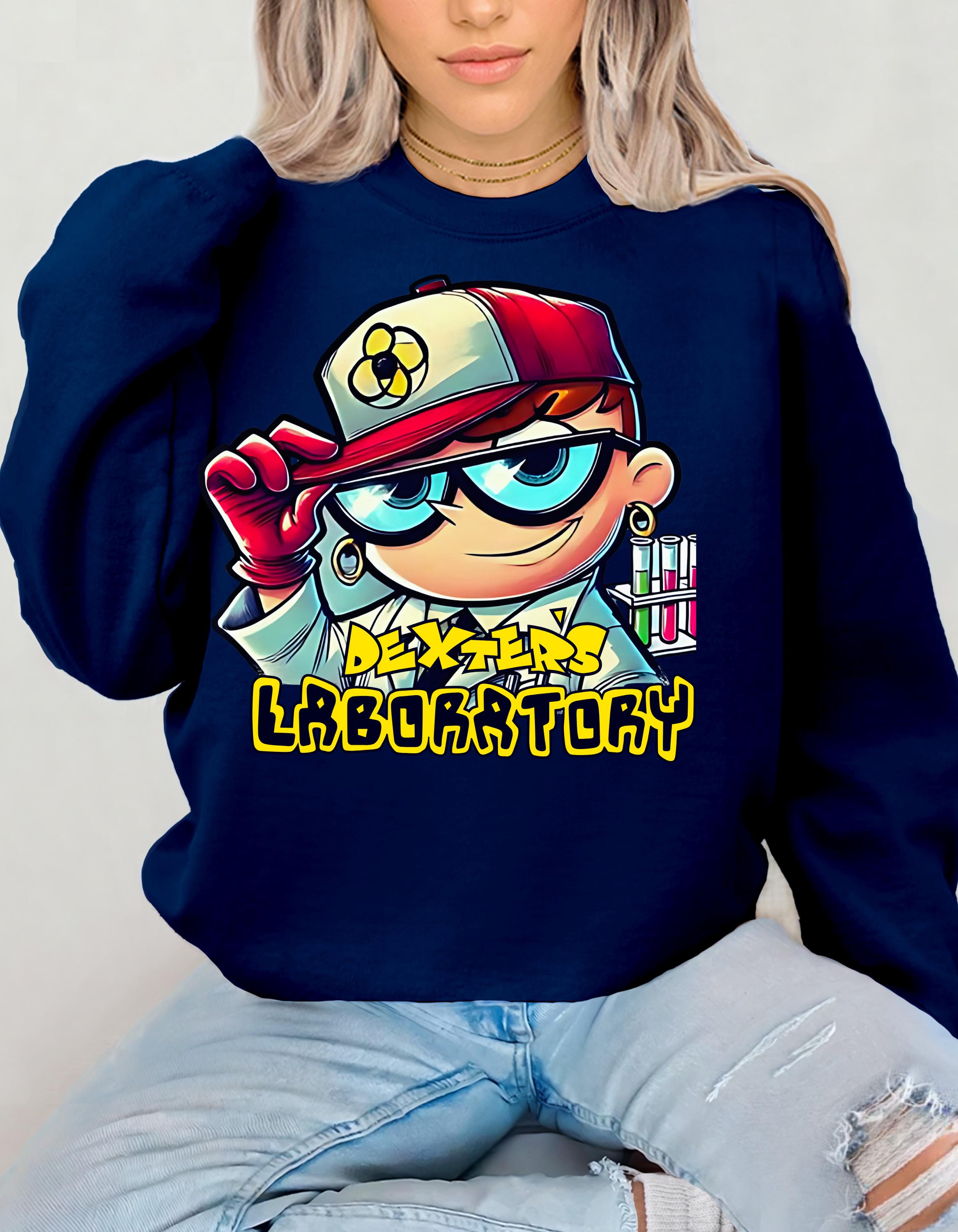 Dexter Parodie Sweatshirt, 90er TV Show Grafik Pullover, Nerd Lab Crewneck, Unisex Heavy Blend Pullover, Lustiges Geek Sweat Top, Geschenk für Sci-Fi