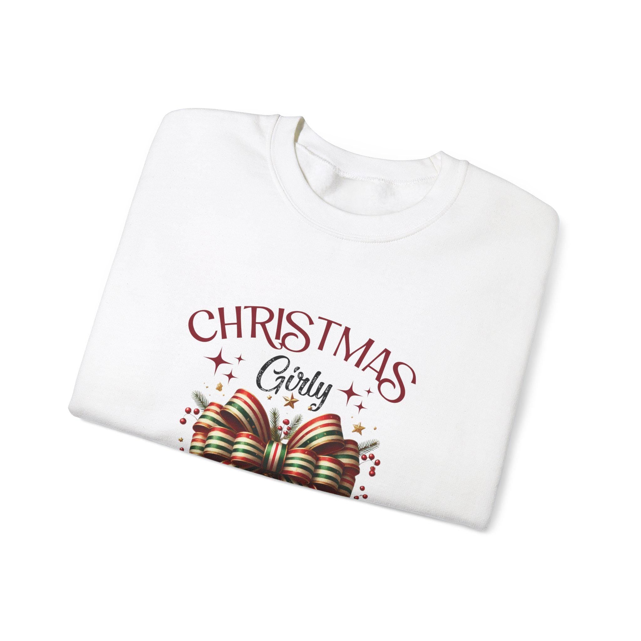 Personalizable Christmas Girly Bow Sweatshirt - Festive Holiday Apparel