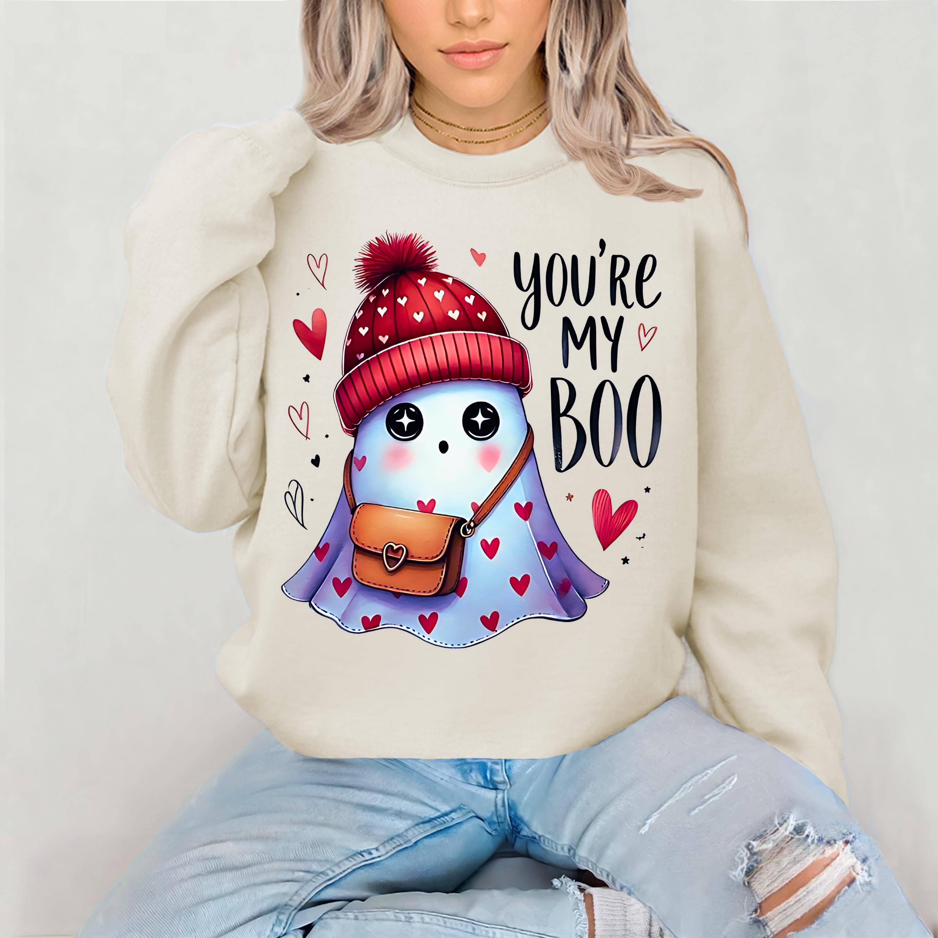 Geister Valentinstag Sweatshirt, Be My Boo Unisex Crewneck, Halloween Geist Sweatshirt, Süßes Paar Geschenk, Gruseliger Valentinstag Pullover,