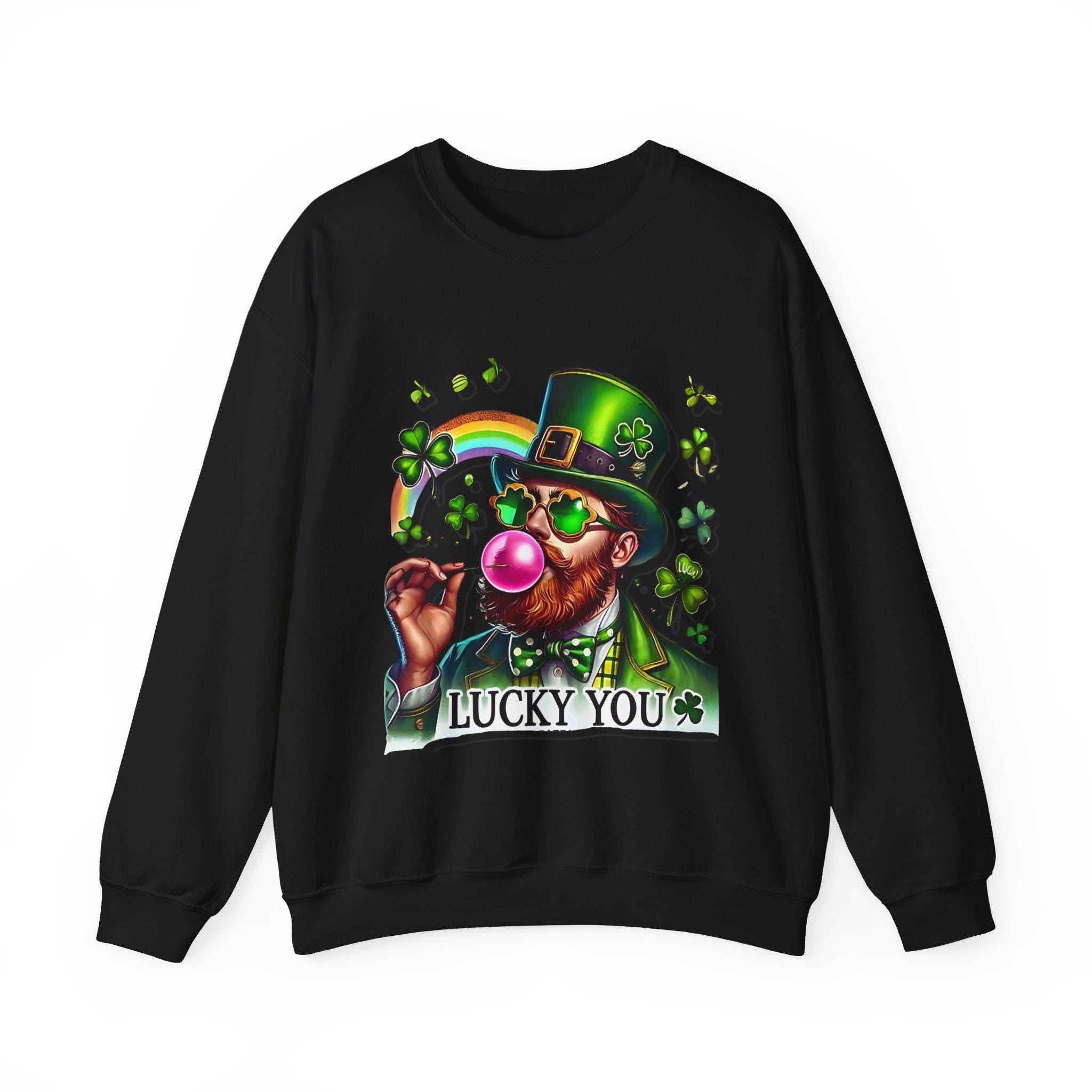 Personalisierbares St. Patricks Day Leprechaun Bubble Gum Sweatshirt, Lustiges Urlaubsfilm Figuren Shirt