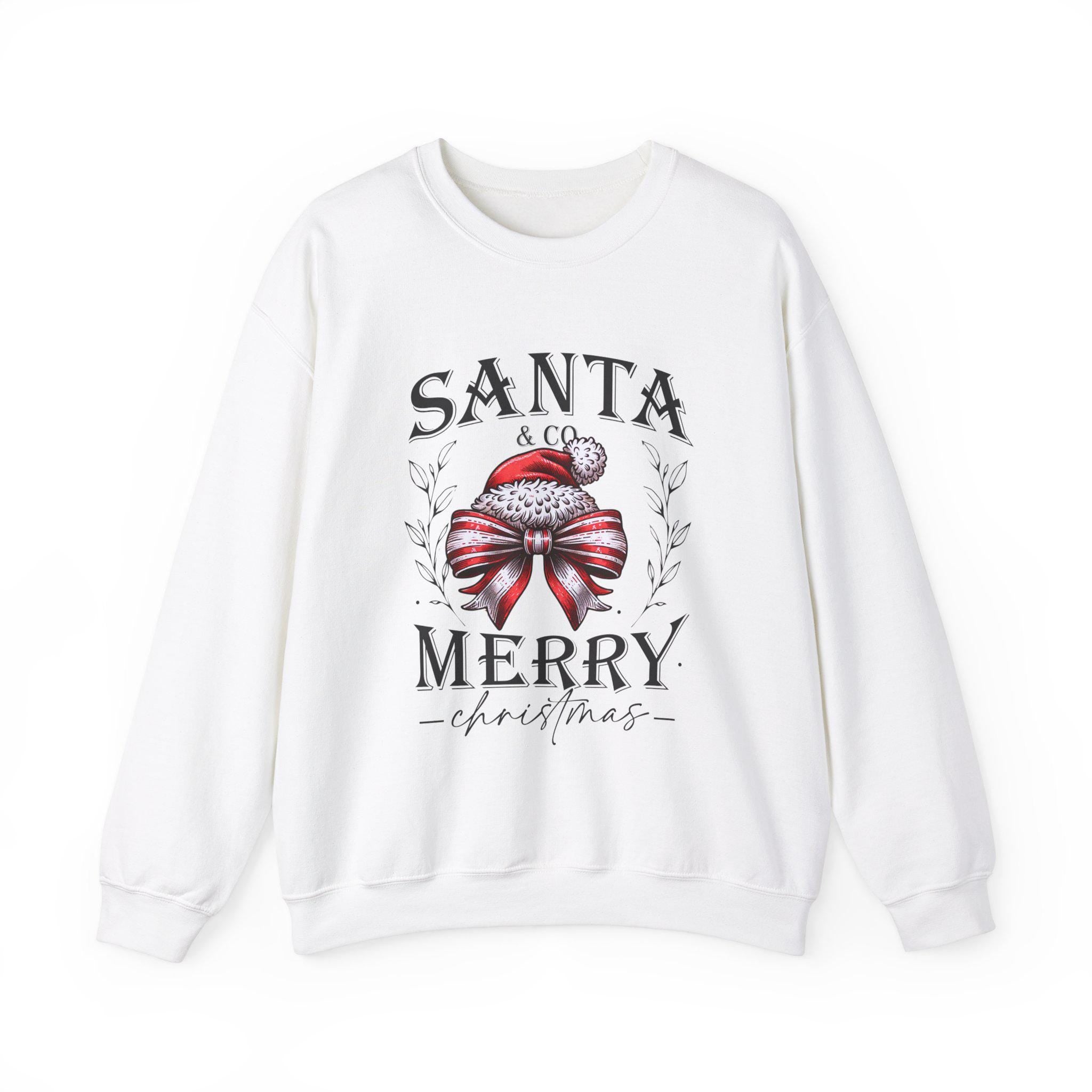 Personalizable Santa Coquette Christmas Bow Sweatshirt, Christmas Shirt, Holiday Jumper, Festive Pullover, Xmas Sweater