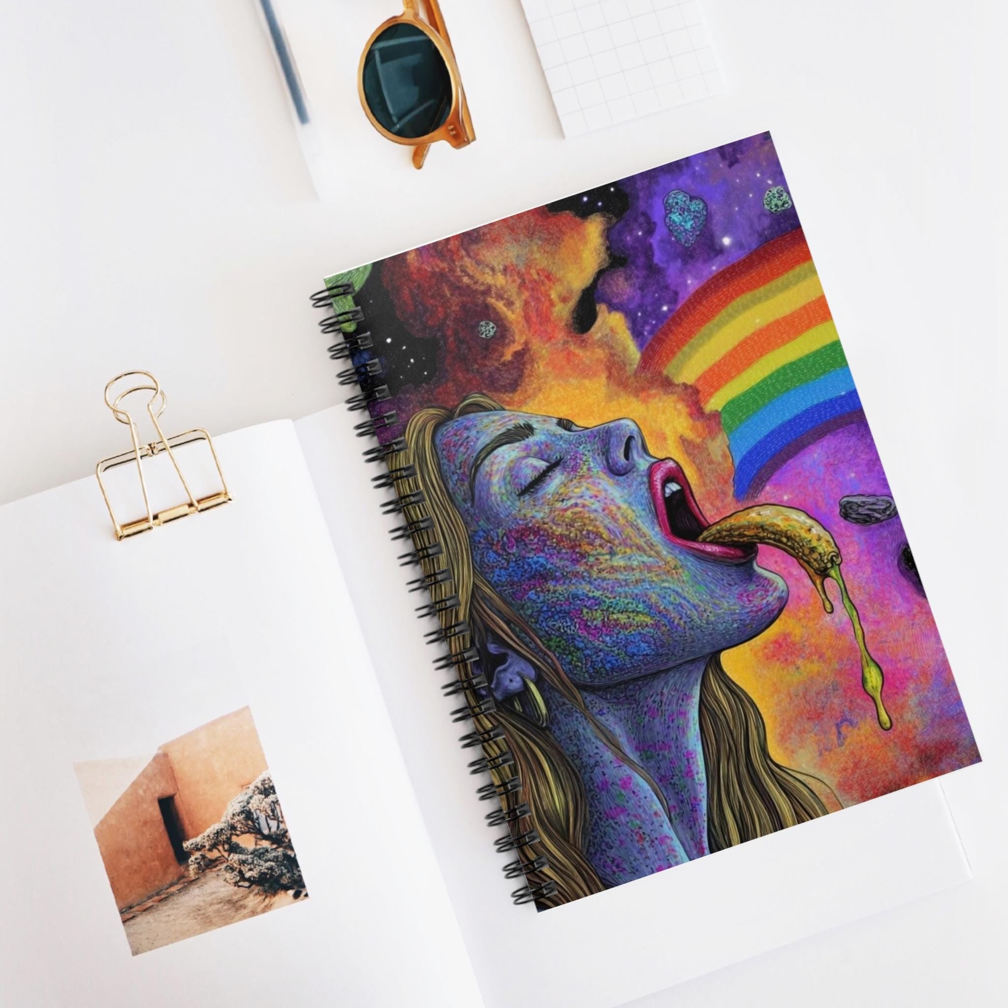 Spiral Notebook - Ruled Line, Colorful Rainbow Acid Trip Journal, Psychedelic Writing Notebook, Trippy Sketchbook, Vibrant Diary for