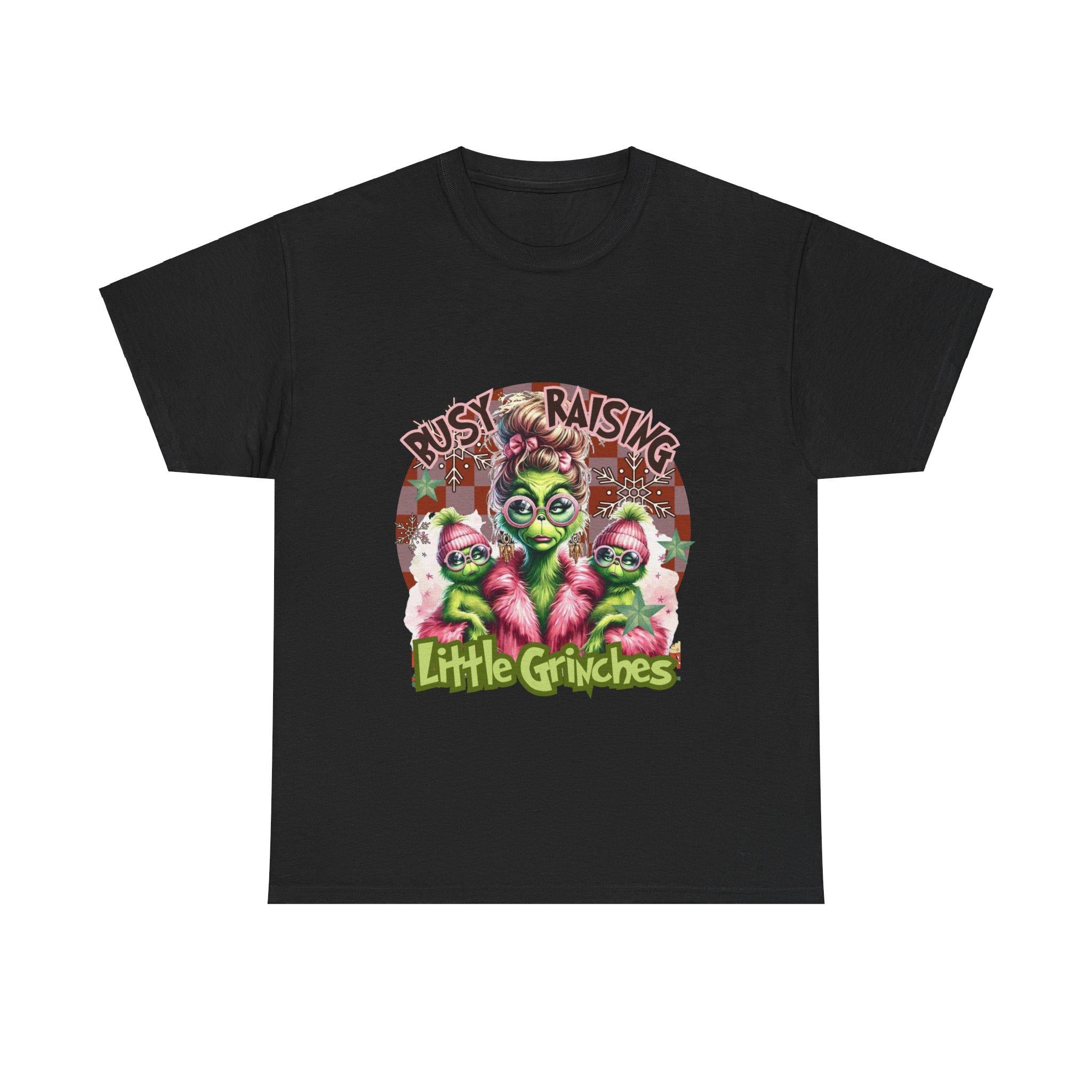 Personalizable Busy Raising Little Grinches tshirt - Fun and Humorous Parenting parody Apparel