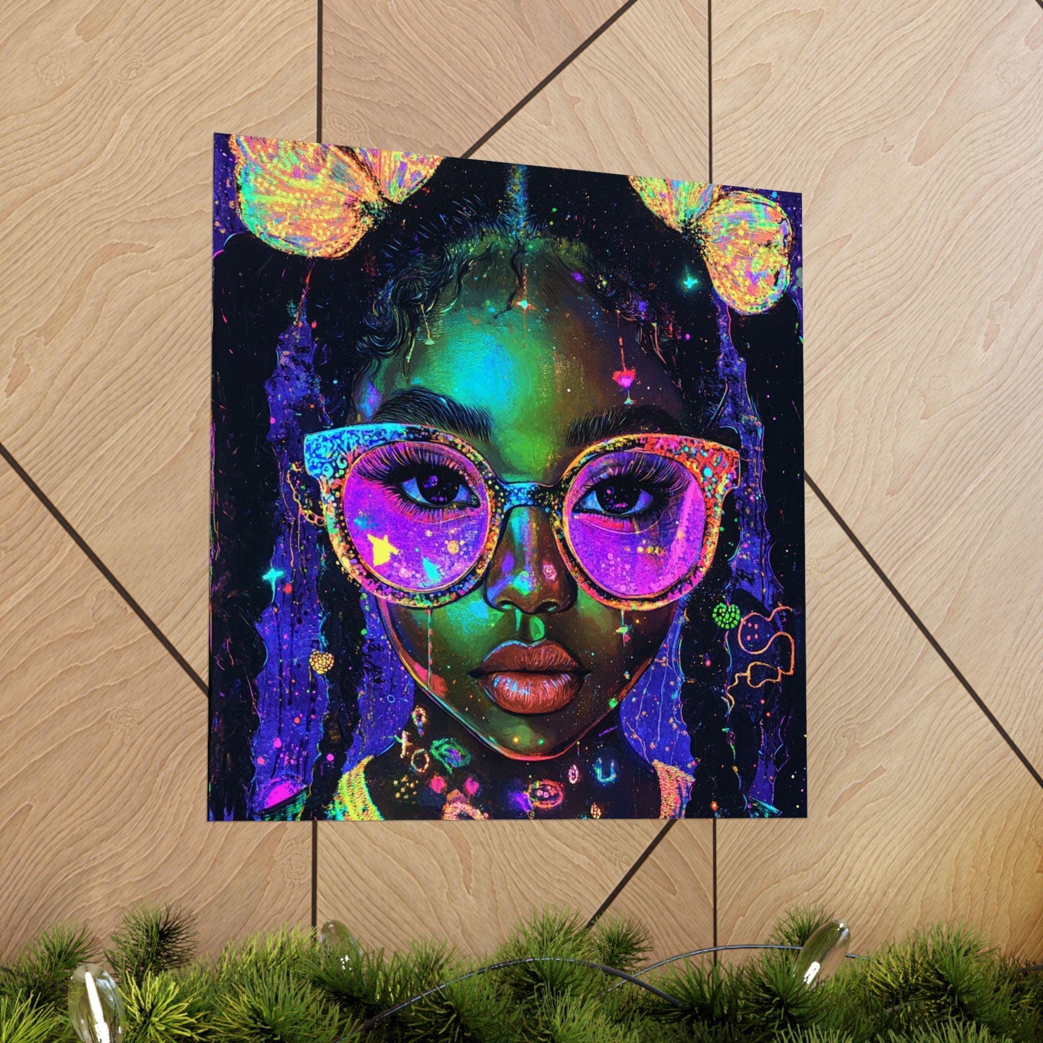 Personalisierbare Neon Black Girl Matte Vertikale Poster, Black Magic Y2K Vibes Black History PNG, Wand Kunstdruck Home Decor