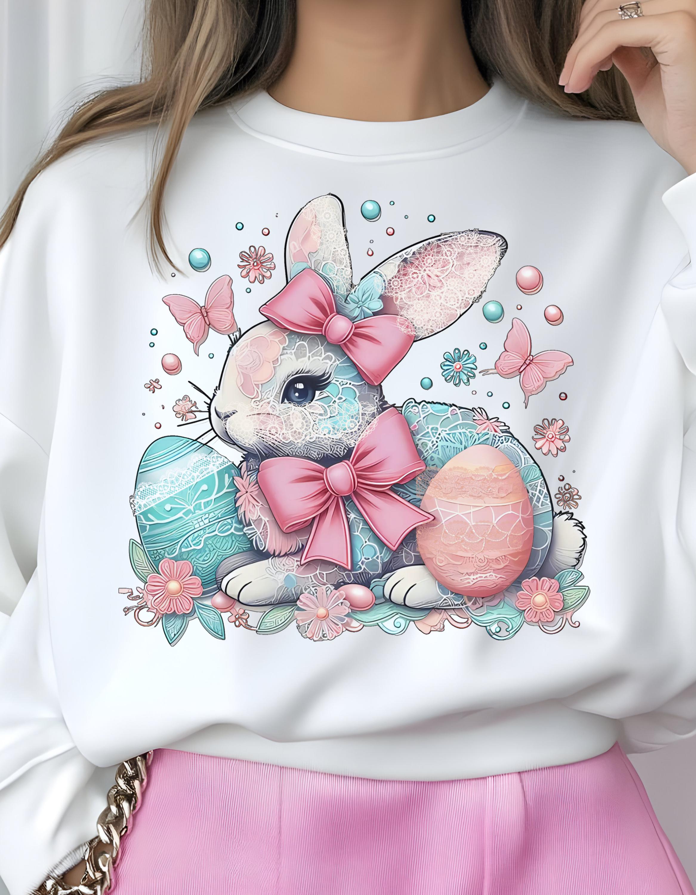 Easter Bunny Crewneck Sweatshirt, Cute Easter Sweatshirt, Spring Fashion, Bunny Sweatshirt, Gift for Her, Family Gathering