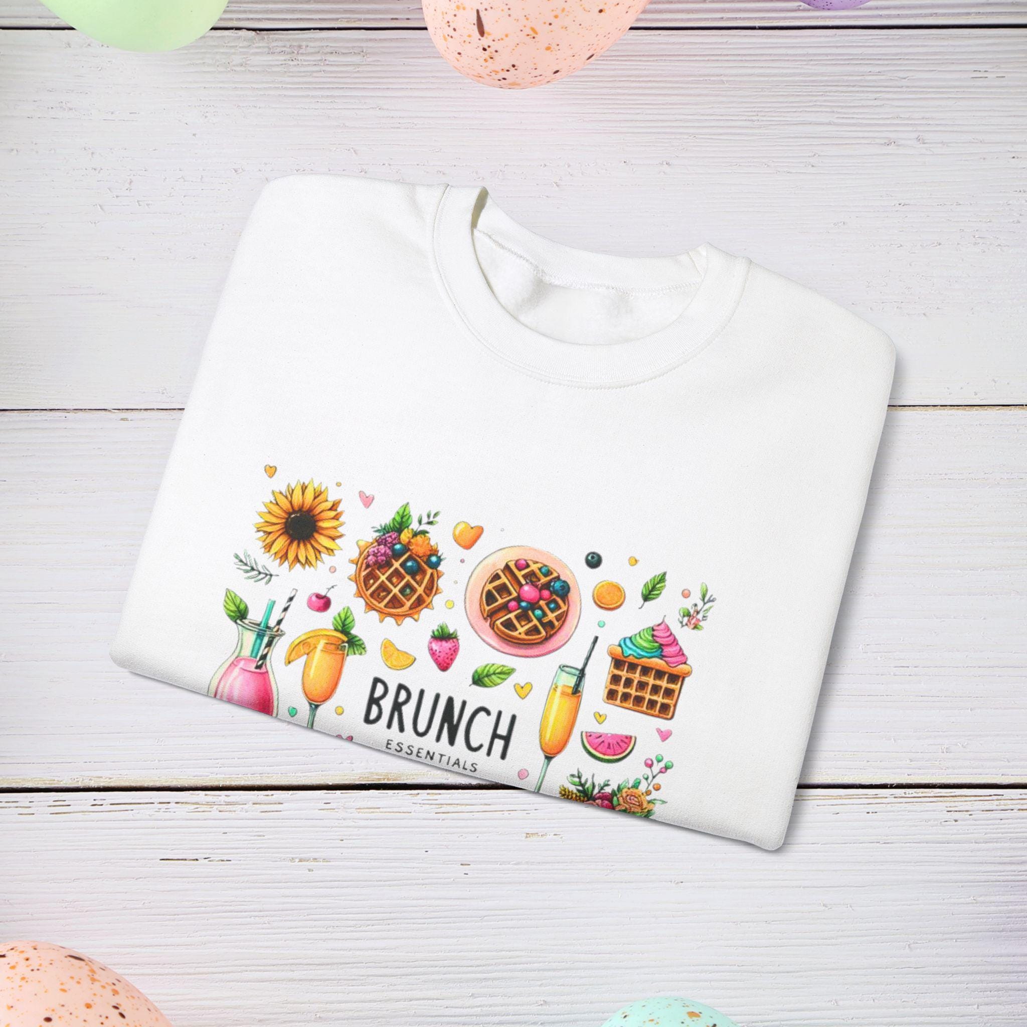 Brunch Essentials Unisex Sweatshirt, Mimosa Pancake Doodle Shirt, Orangensaft Wallfe Shirt