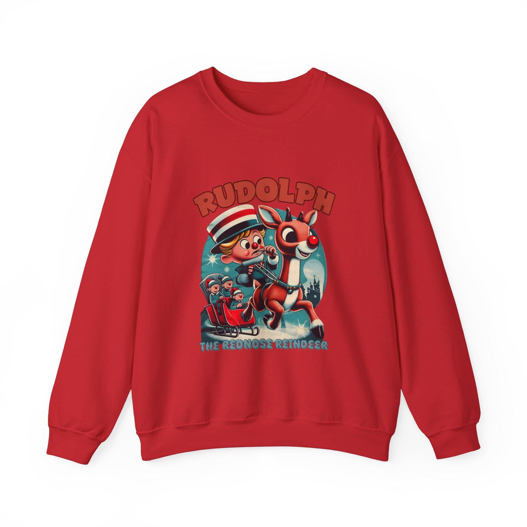 Rudolph das Rentier-Sweatshirt mit der roten Nase – Festliche Weihnachtskleidung, gemütlicher Weihnachtspullover, Jahreszeitenkleidung, perfektes Weihnachtsgeschenk