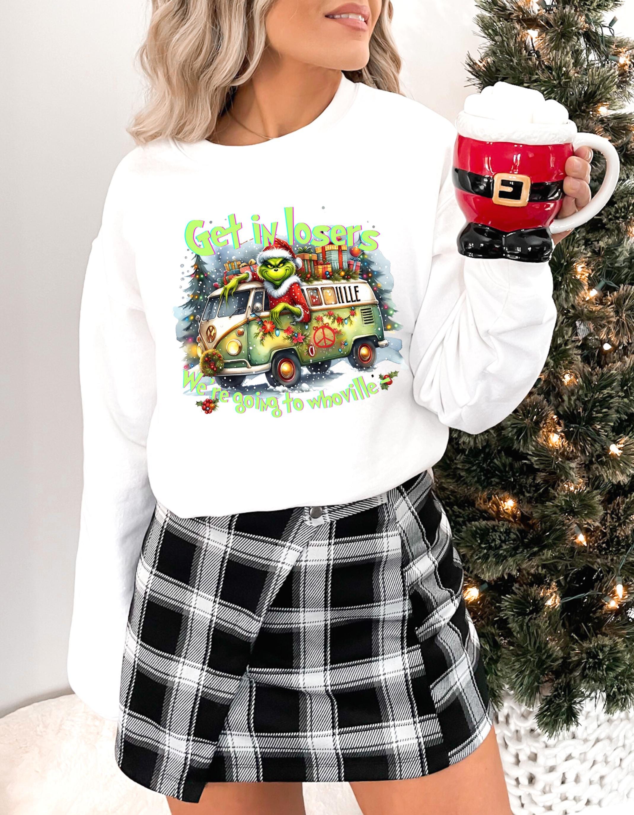 Personalisierbares grünes Monster Grinch Christmas Road Trip Sweatshirt - Festlicher Urlaubsspaß