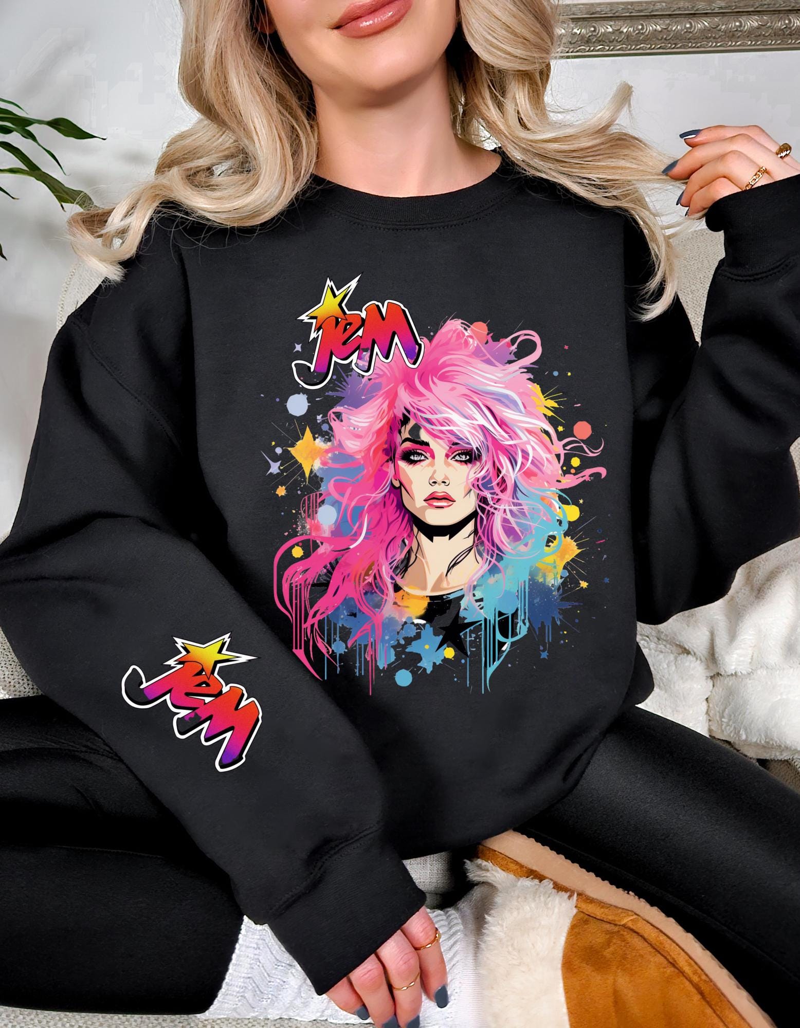 Personalizable Jem and the Holograms Parody Sweatshirt - Retro 80s Cartoon Apparel