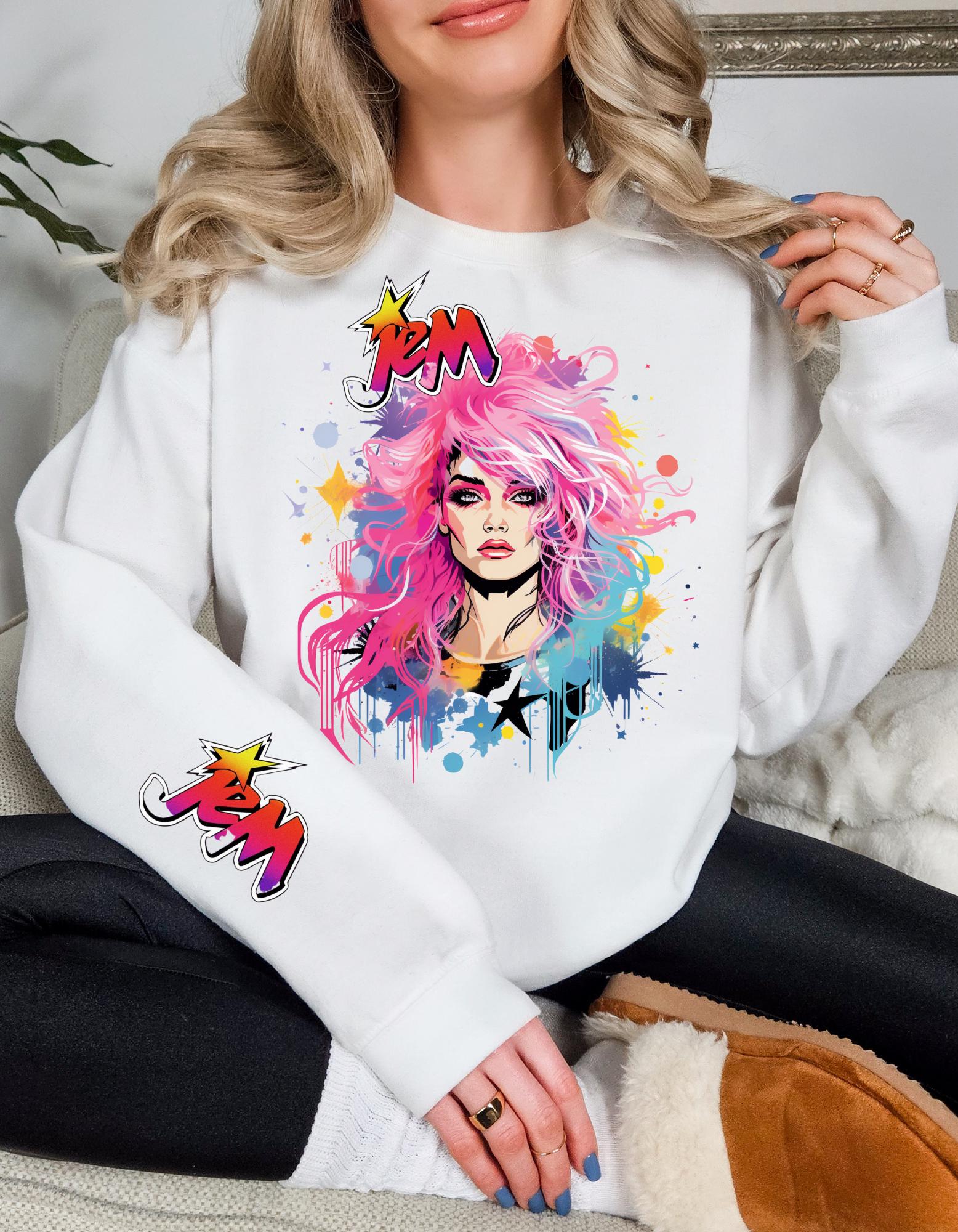 Personalizable Jem and the Holograms Parody Sweatshirt - Retro 80s Cartoon Apparel