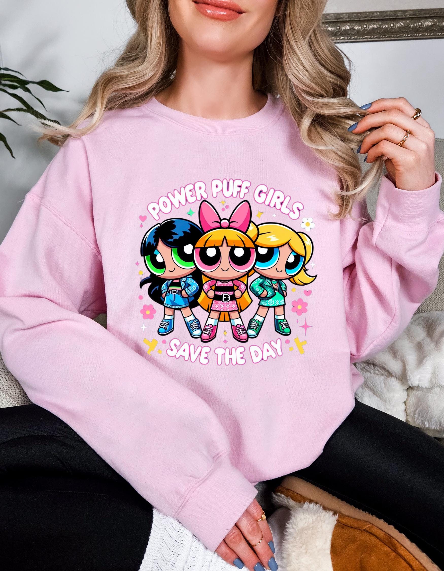 Superhero Trio Save the Day Sweatshirt - Fun and Colorful Cartoon Apparel