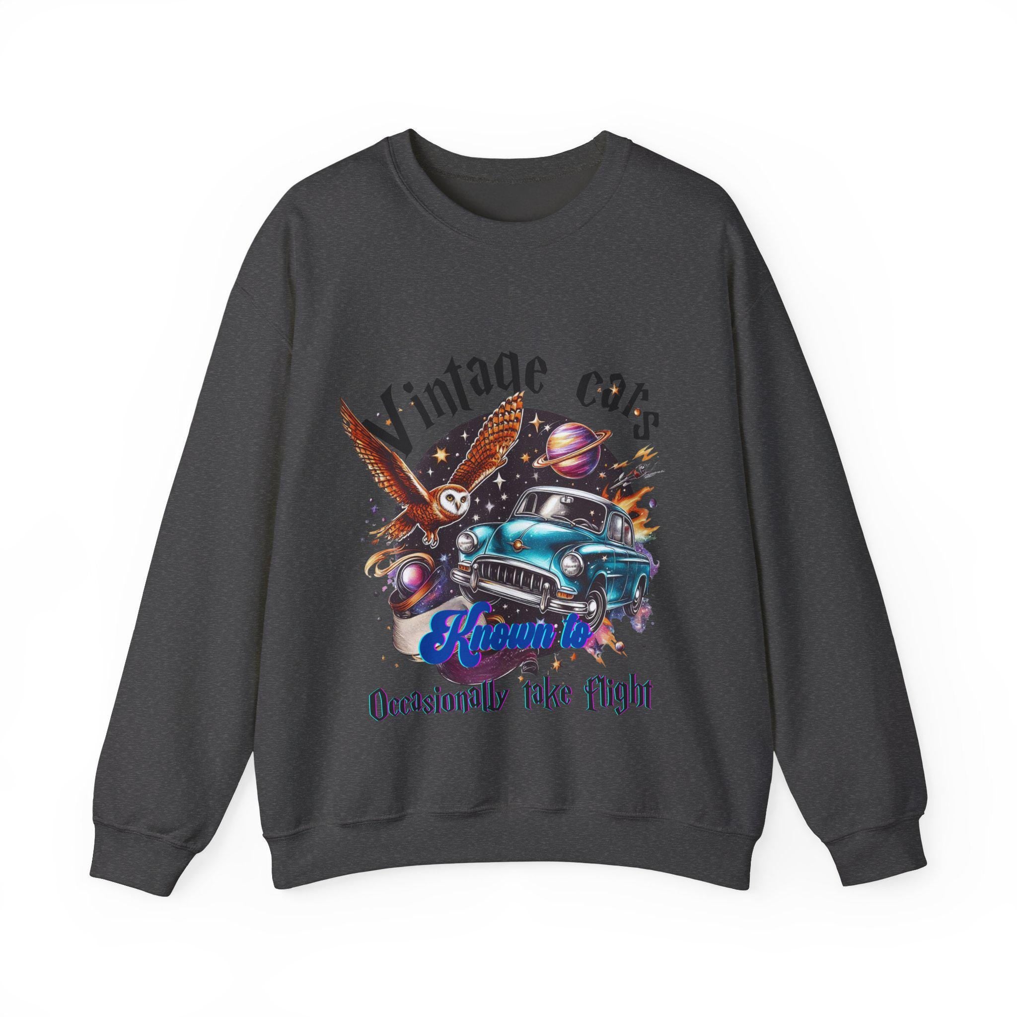 Vintage Magic Flying Cars Sweatshirt, Retro Unisex Pullover Jumper, Flying Vehicles Design, Harry Potter Fans Gift, Cozy Graphic Sweater,