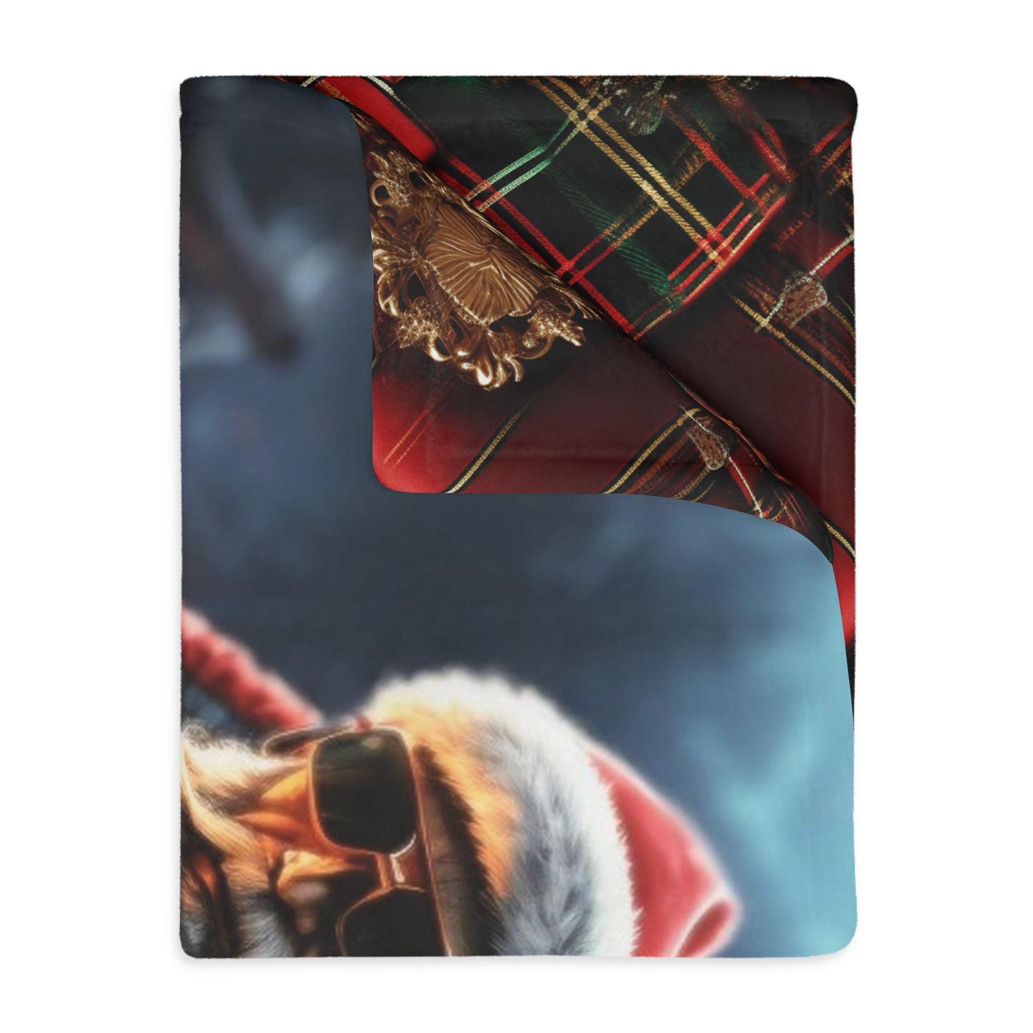 Personalizable Urban  & Cozy Santa Minky Blanket,Large Santa Claus Lovers Blanket, Gift for Christmas Enthusiast for Couch or Bed