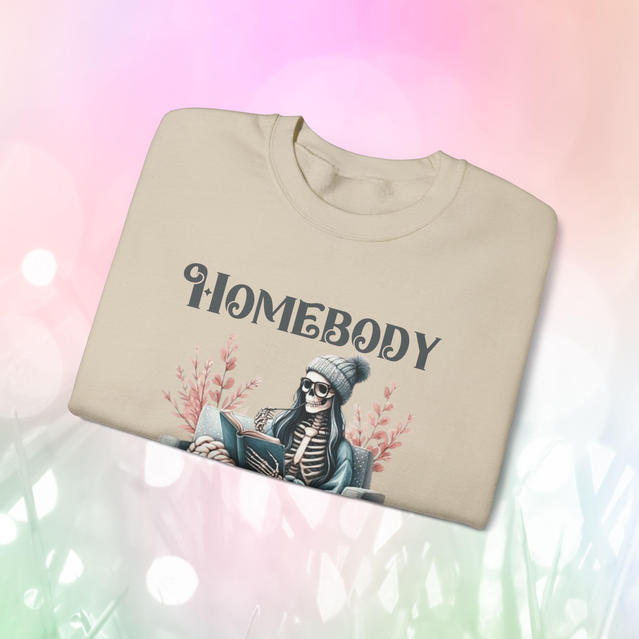 Homebody Skelett Crewneck Sweatshirt | Gemütliches Sweatshirt für Introvertierte, Perfektes Geschenk für faule Tage, Anti Social Club Mode, Casual Lounge