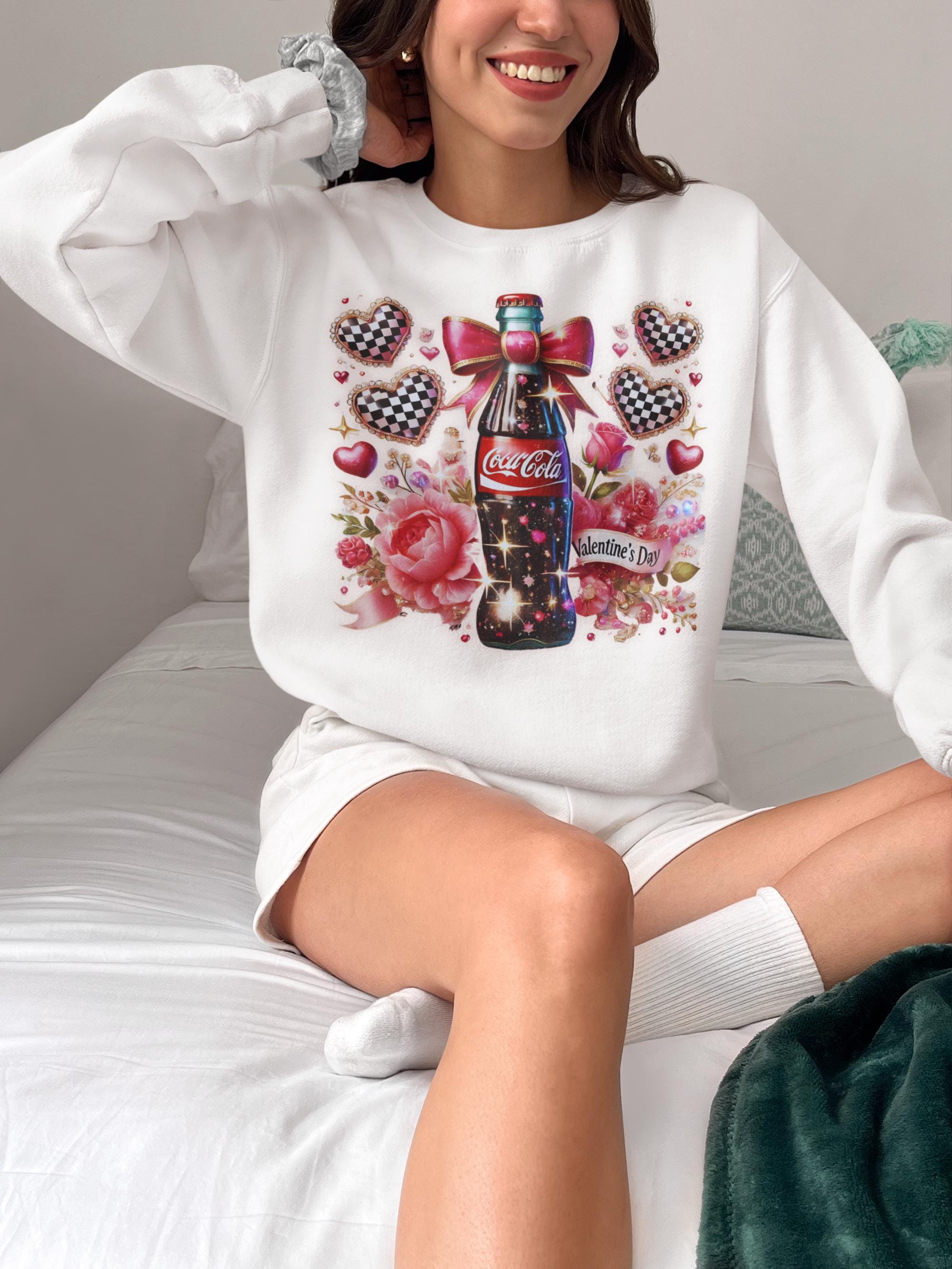 Valentine's Day Unisex Crewneck Sweatshirt, Coquette Cola Love Apparel, Gift for Him Her, Valentine's Gift, Couples Sweatshirt