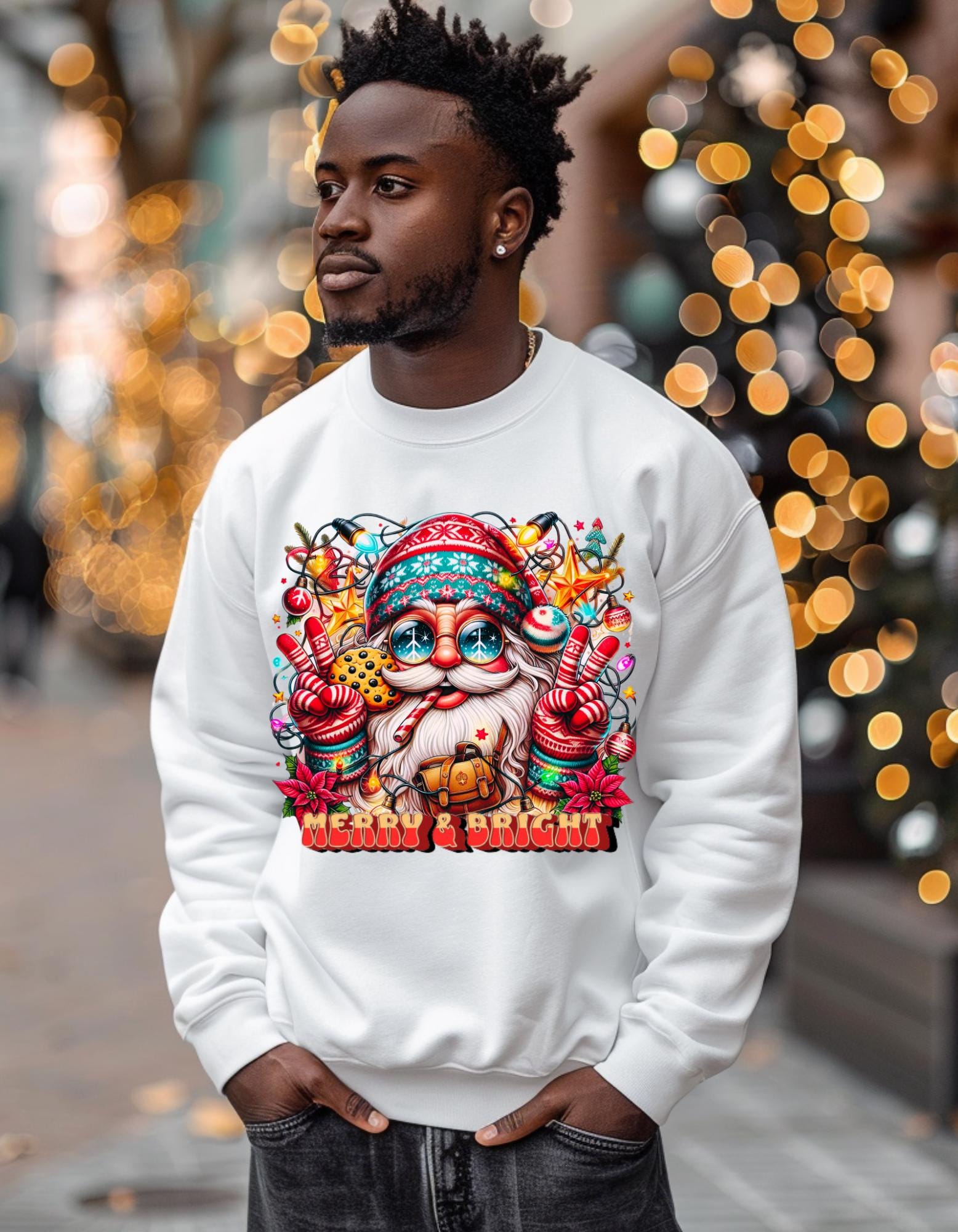 Merry and Bright Santa Hippy Sweatshirt - Festive Holiday Apparel