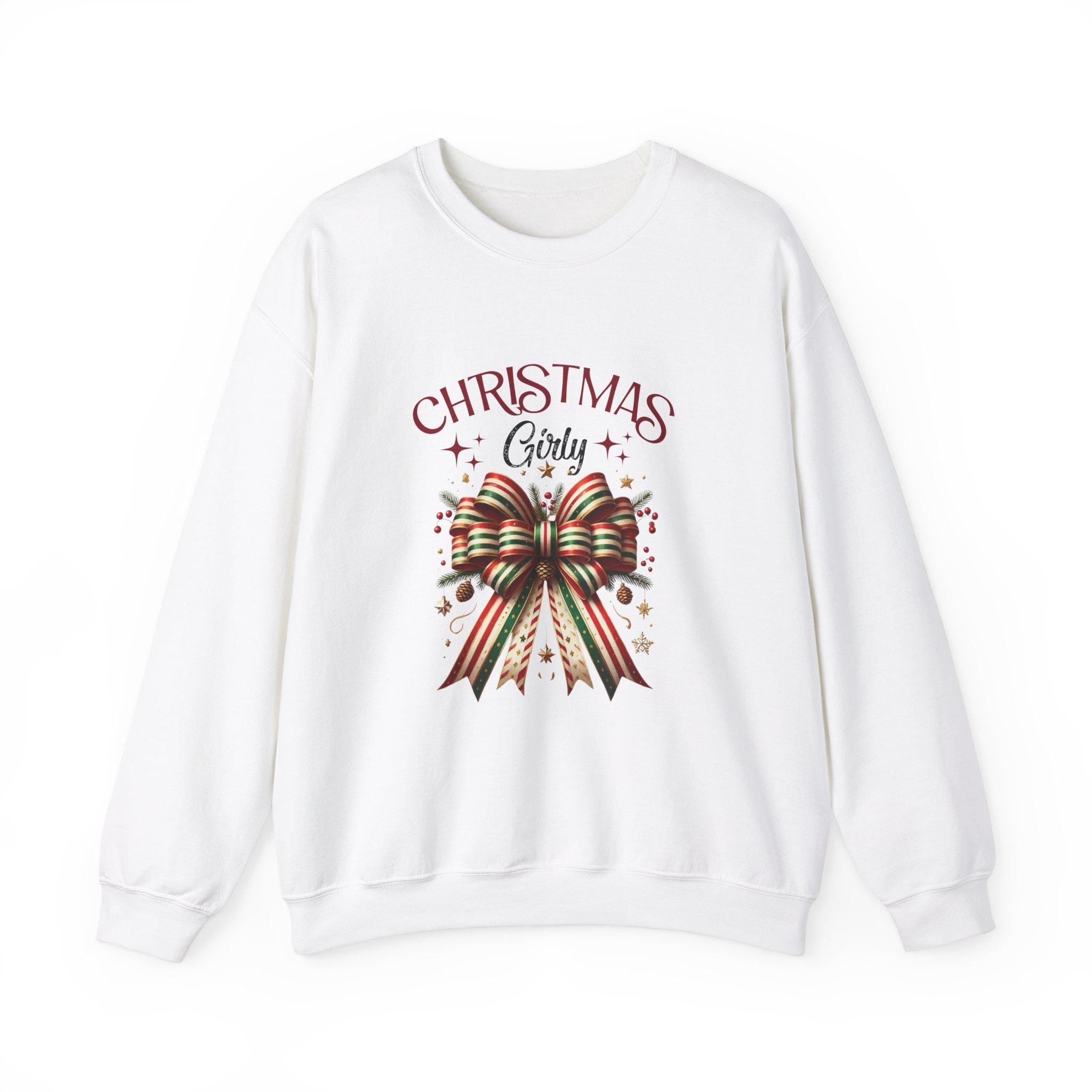 Personalizable Christmas Girly Bow Sweatshirt - Festive Holiday Apparel