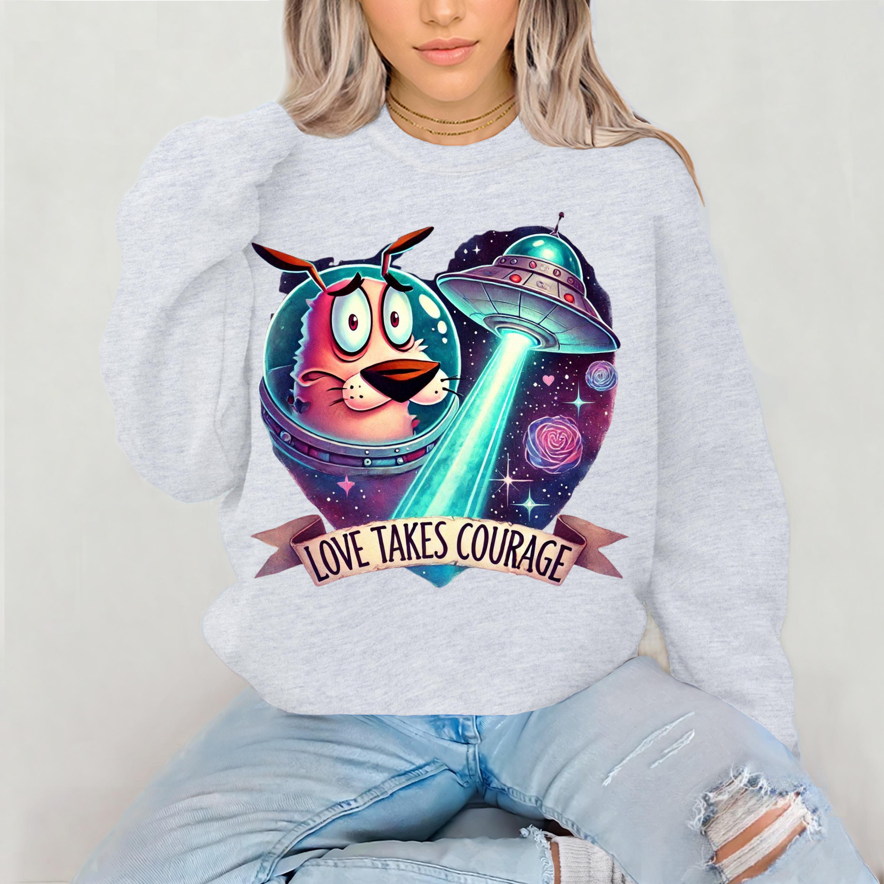 Love Takes Courage Sweatshirt, Herzerwärmendes Geschenk, inspirierender Pullover, gemütlicher Pullover, Valentinstagsgeschenk, bequemer Pullover