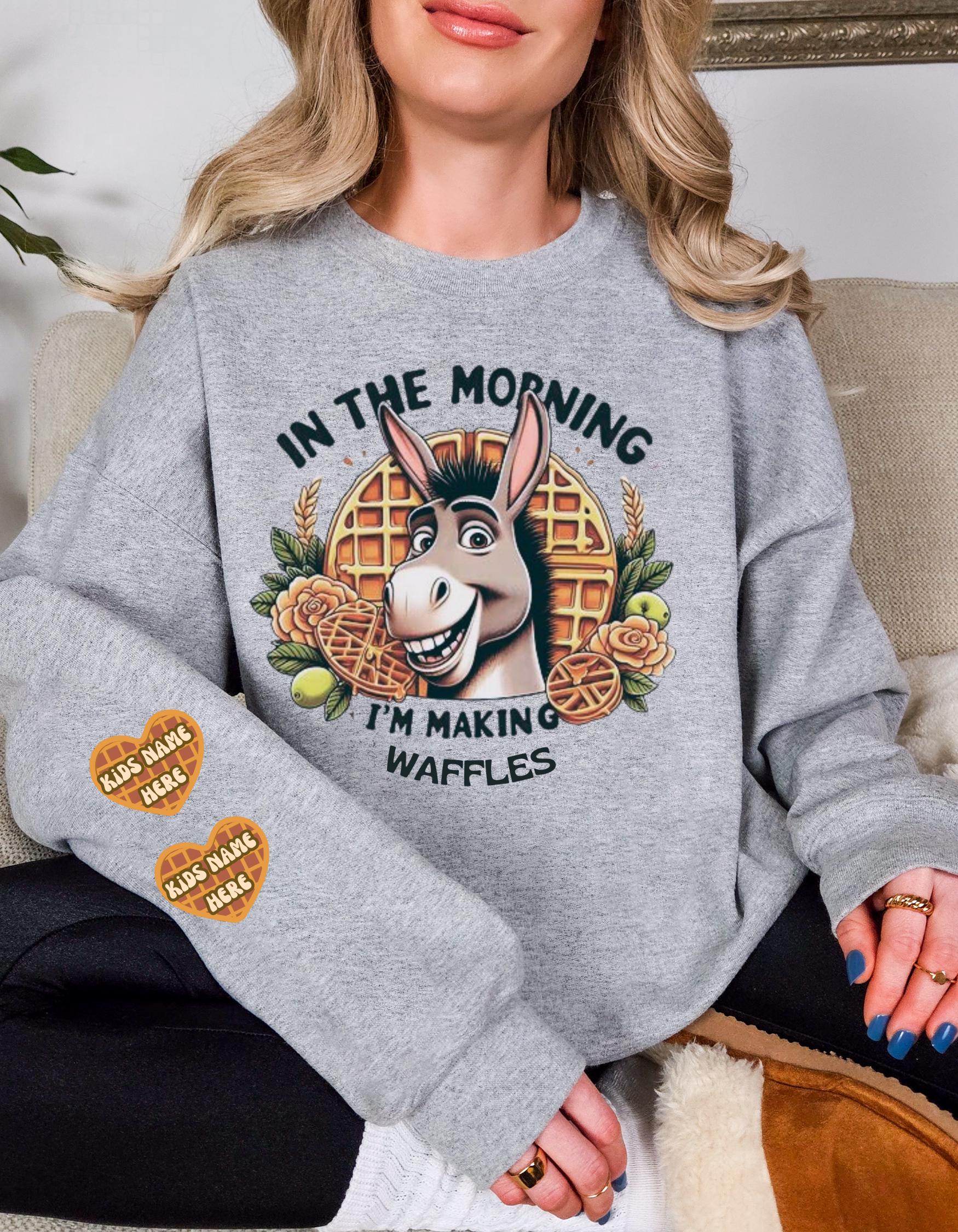 Morning Waffles Donkey Sweatshirt - Fun and Cozy Cartoon Apparel