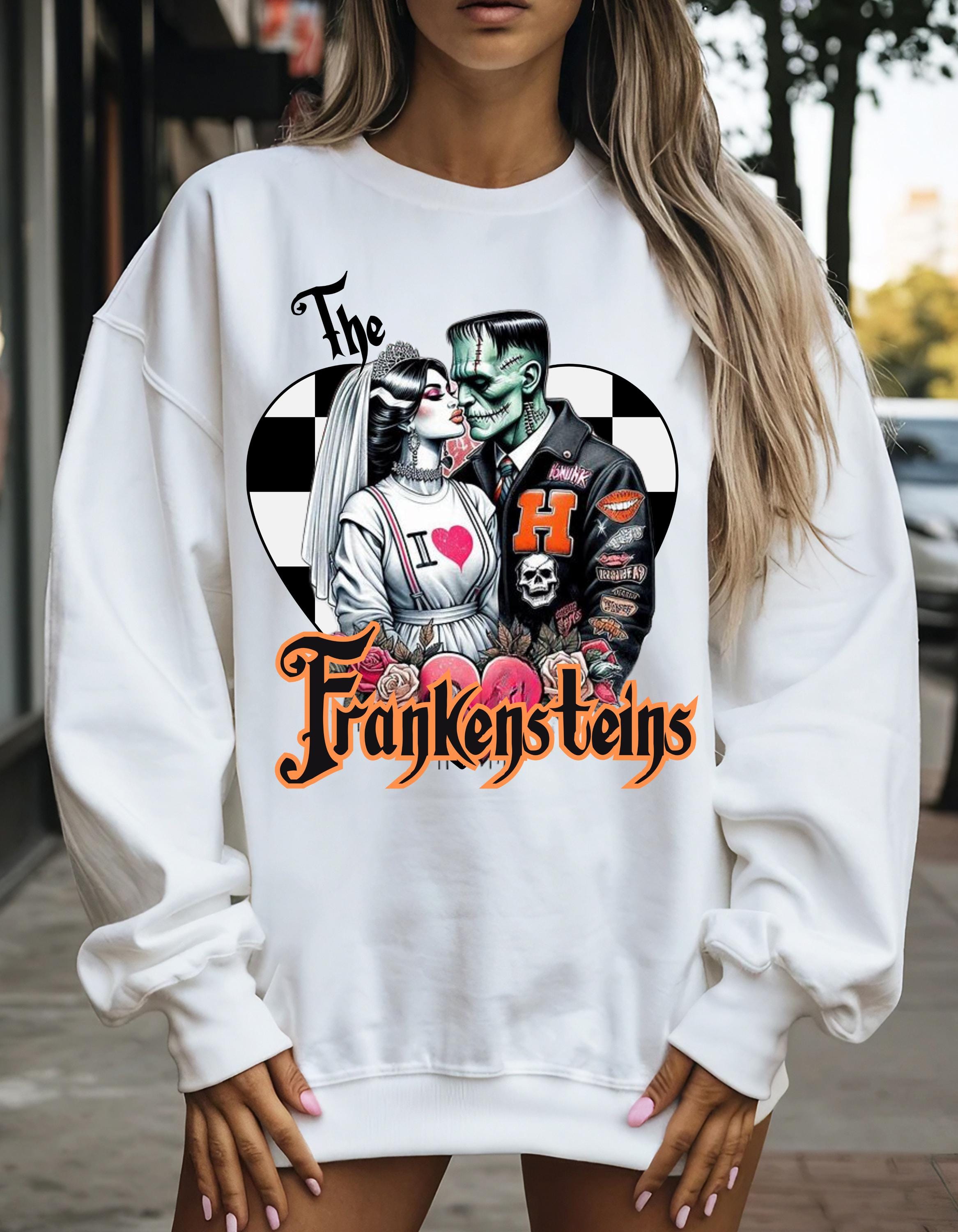 Frankenstein's Love Crewneck Sweatshirt, Horror Valentines Gift, Urban Valentine Shirt, Monster Romance Jumper, Spooky Gothic Apparel