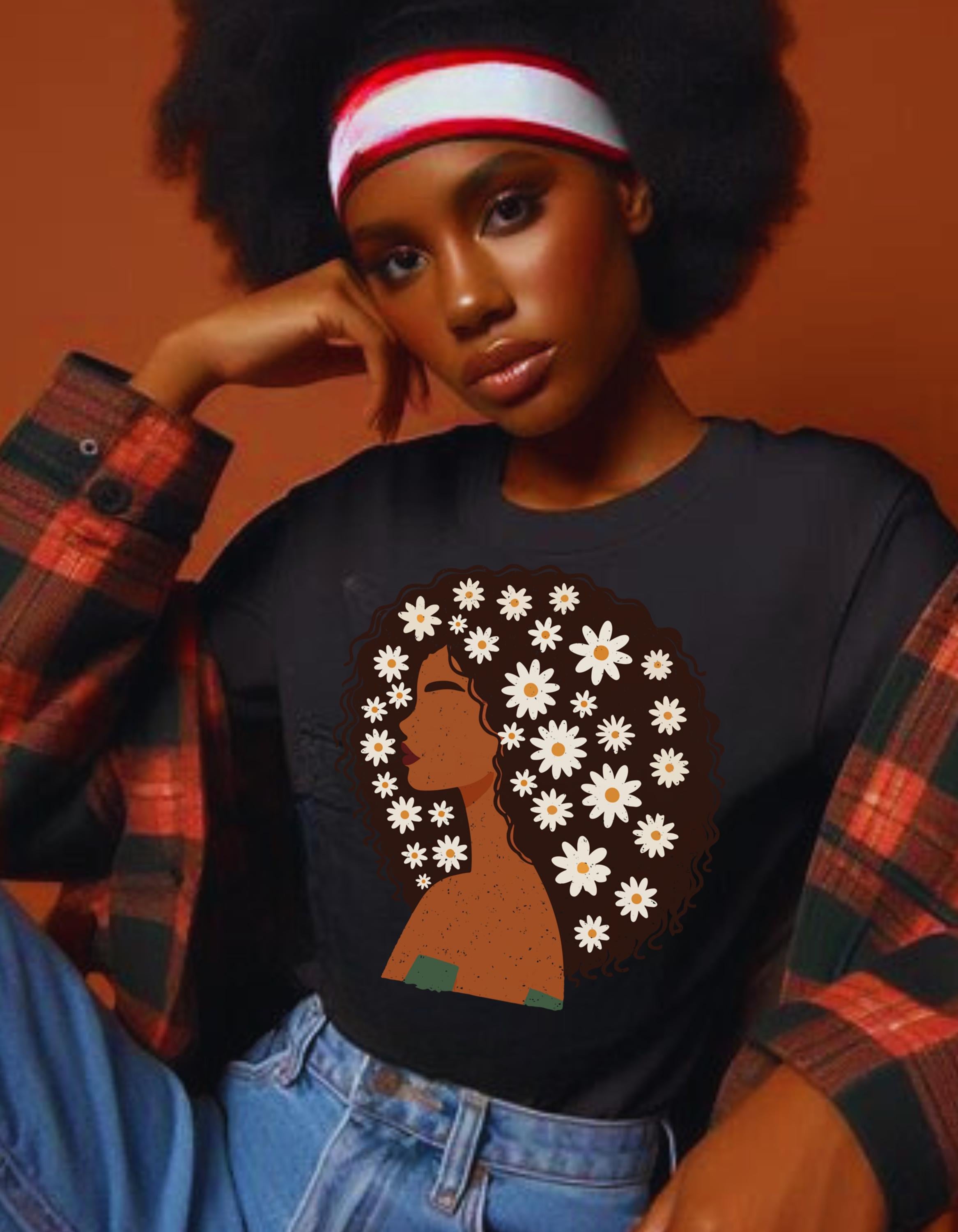 Black History Afro Daisy Unisex Tee, Black Crown Flowers Shirt, African American Gift, Ethnic Pride T-Shirt, Melanin Queen Top, Social