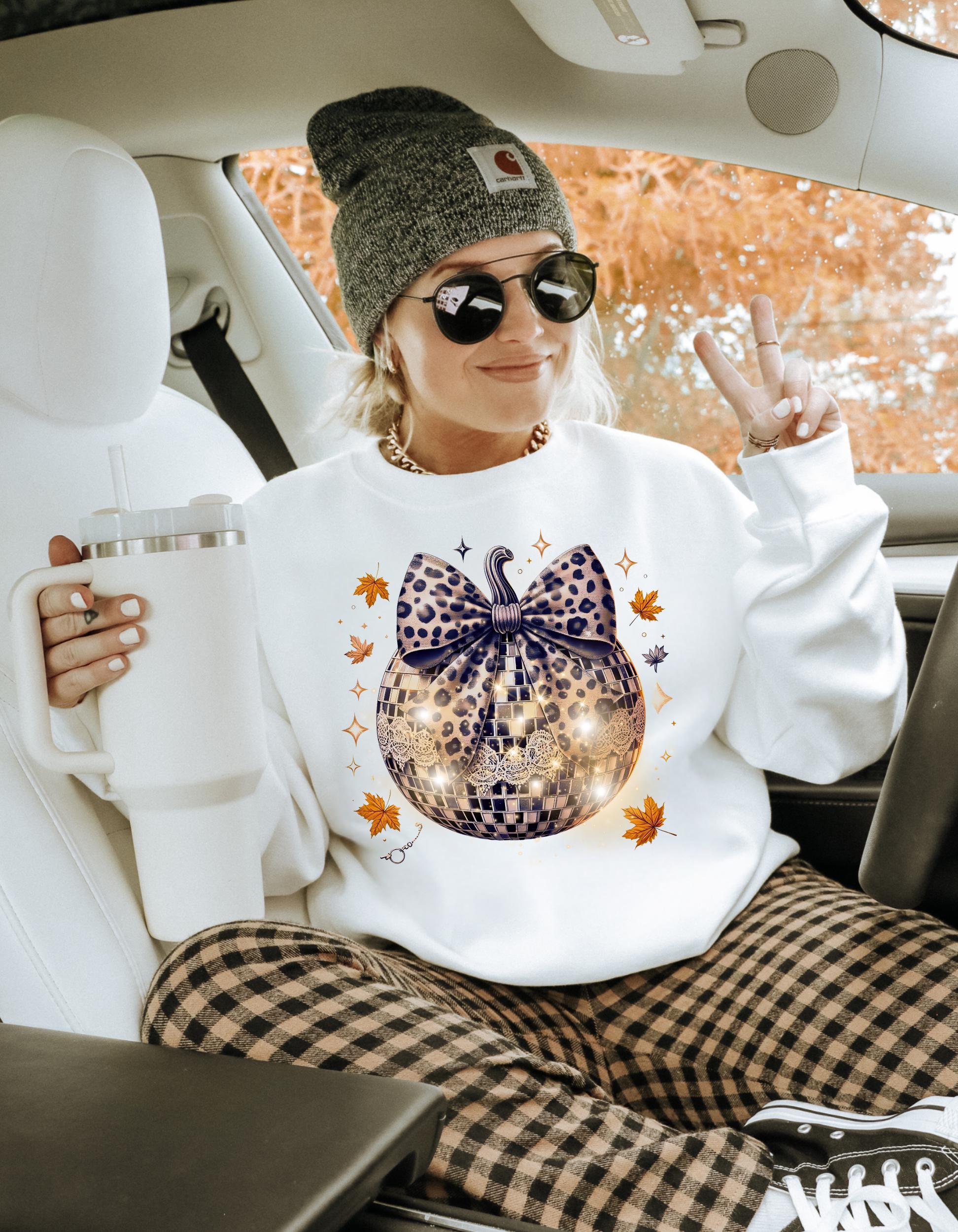 Lacey Leopard Print Thanksgiving Sweatshirt, Fall Crewneck Jumper, Autumn Animal Print Top, Holiday Gift for Her, Cozy Pullover, Black and