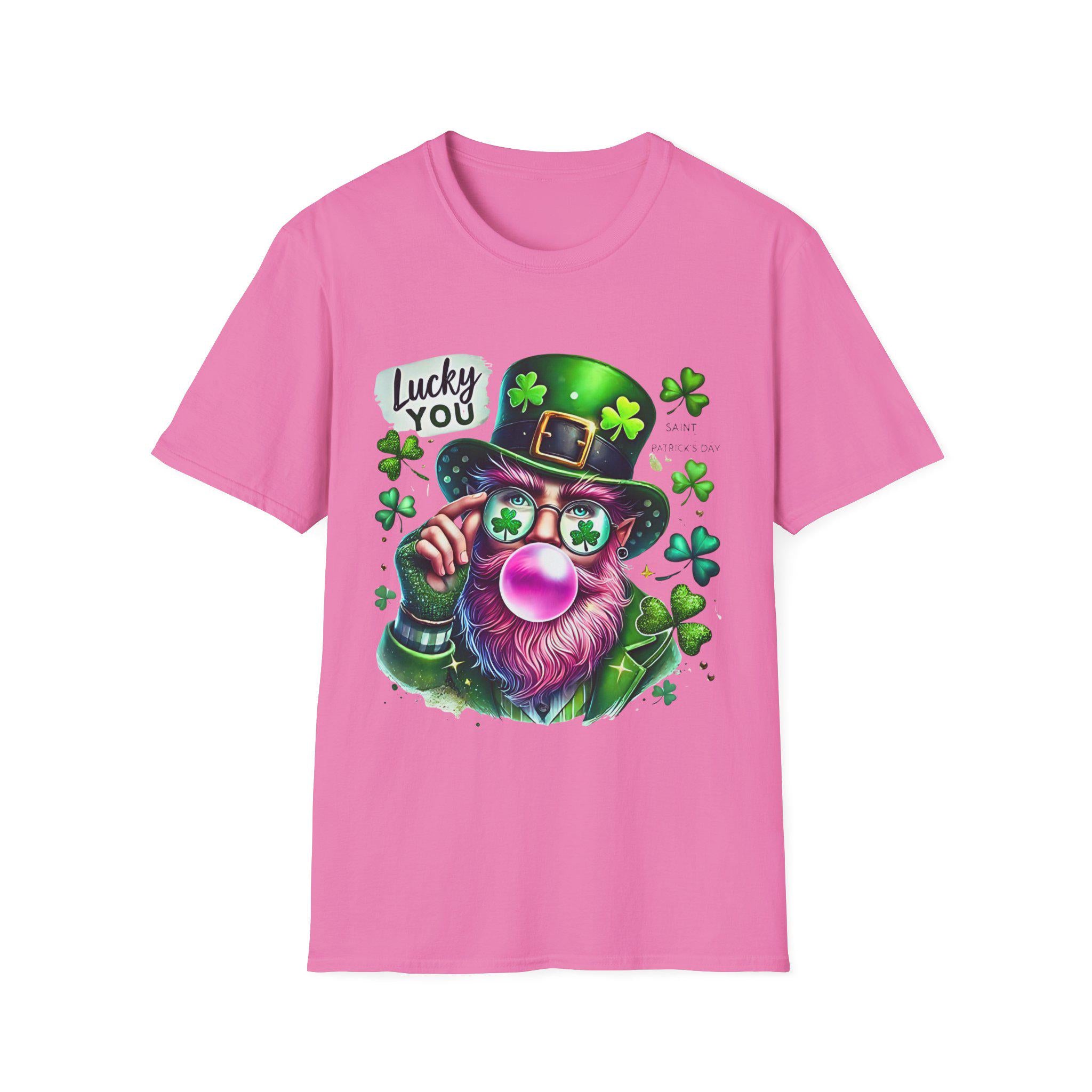 Personalizable Leprechaun Bubble Gum T-Shirt, St Patrick's Day Tee, Lucky You Quote Clothing, Irish Holiday Apparel, Shamrock Day Shirt