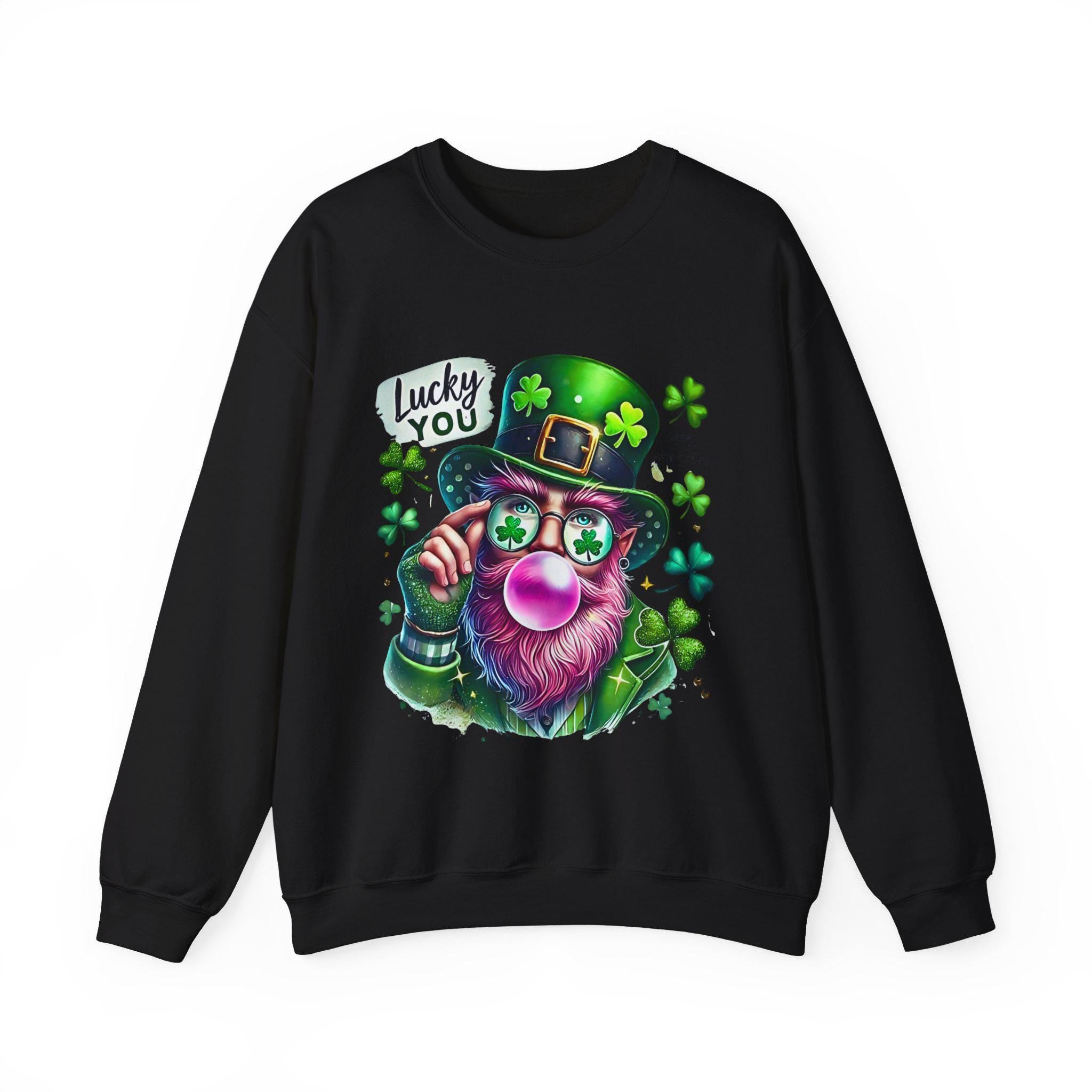 Lucky You St. Patrick's Day Sweatshirt, Lustige Filmfiguren Unisex Crewneck Pullover, Leprechaun Bubble Gum Shirt, Urlaubs Spruch Top, Grün