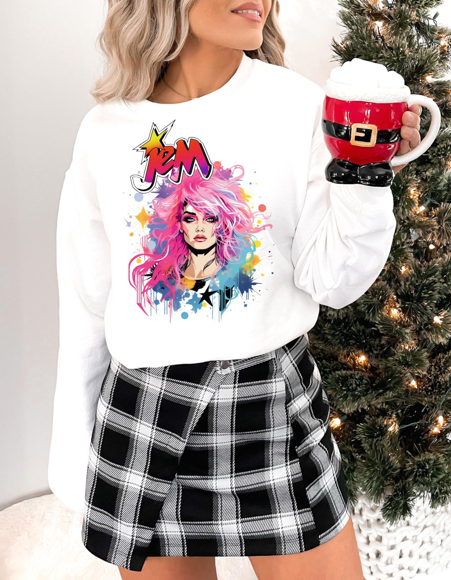 Personalisierbares Jem and the Holograms Parodie Sweatshirt - Retro 80er Jahre Cartoon Bekleidung