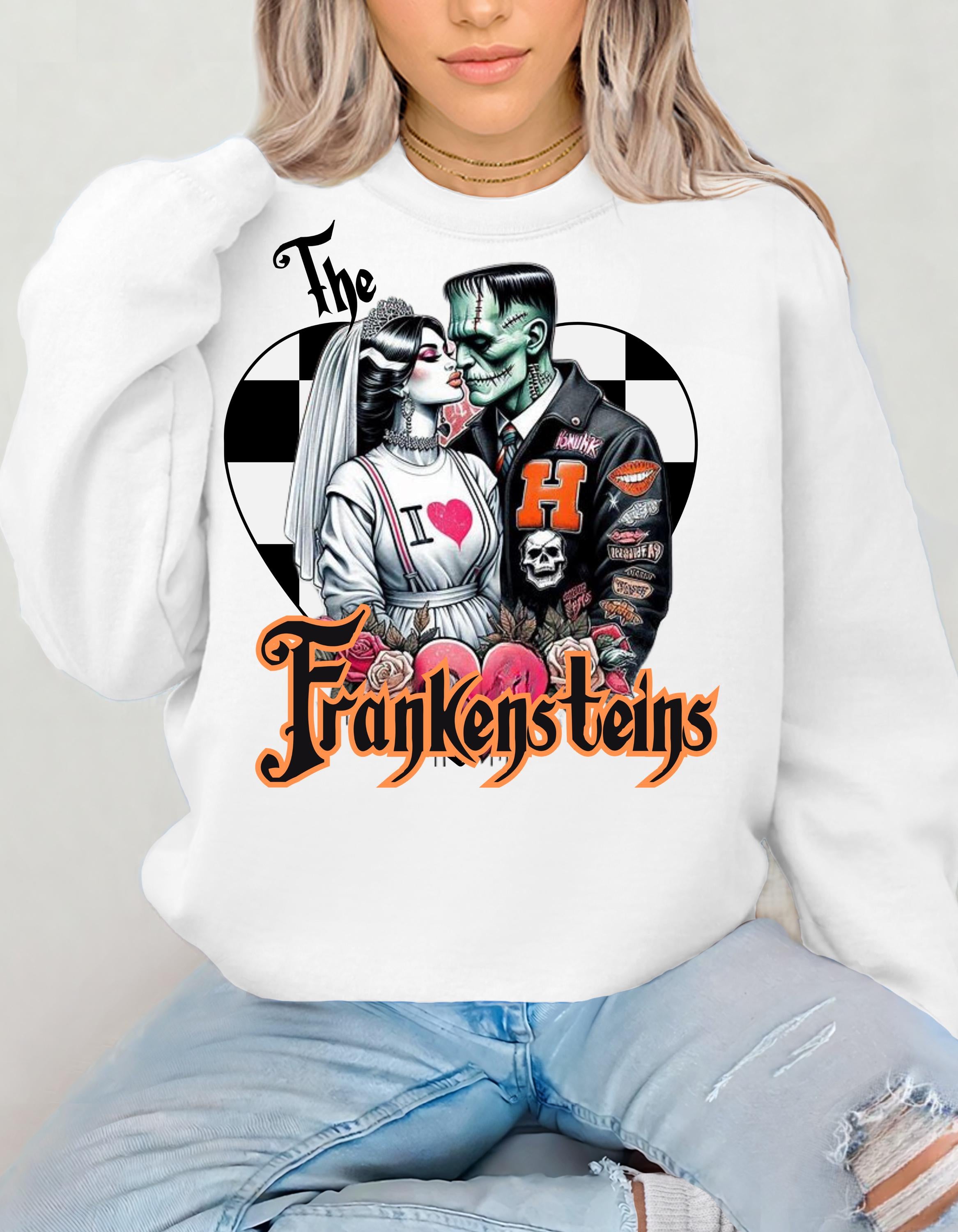 Frankenstein's Love Crewneck Sweatshirt, Horror Valentines Gift, Urban Valentine Shirt, Monster Romance Jumper, Spooky Gothic Apparel