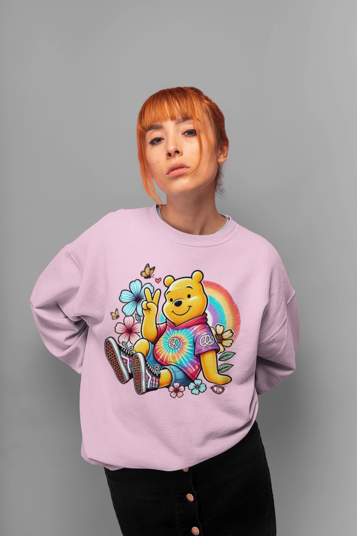 Pooh Bear Storybook Parody Sweatshirt, Street Art Tie Dye Shirt, Unisex Pullover, Crewneck Pullover, Grafik T-Shirt, Vintage inspirierte Kleidung