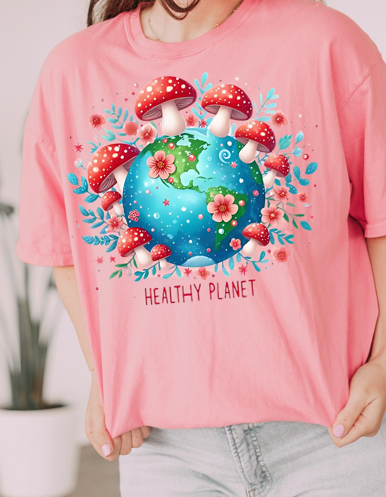 Umweltfreundliches Unisex T-Shirt - Healthy Planet Design, Geschenk für Naturliebhaber, Nachhaltige Mode, Earth Day Bekleidung, Garten T-Shirt