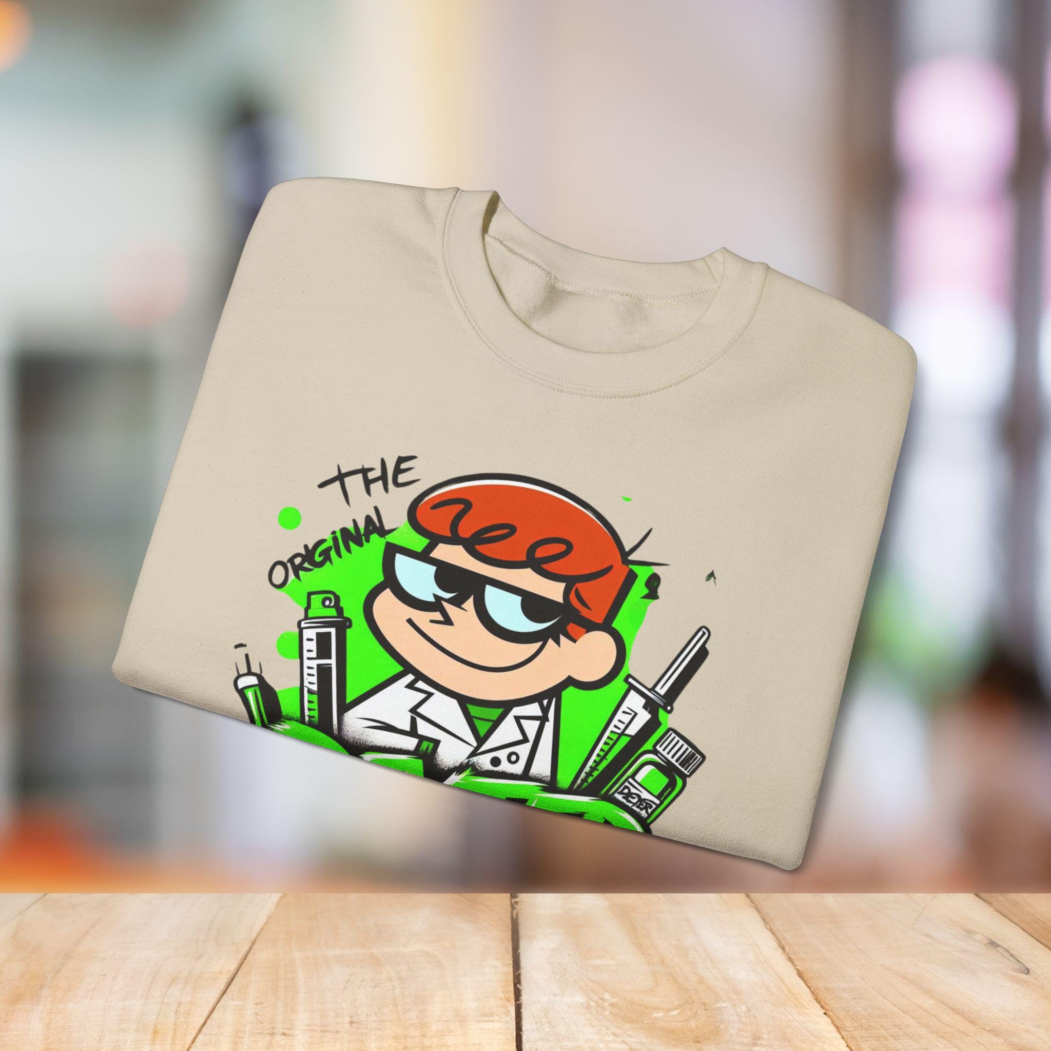 Parody Cartoon Sweatshirt, '90s Cartoon Gift, Dexter Parody, Unisex Crewneck Jumper, Funny TV Show Pullover, Vintage Animation Top