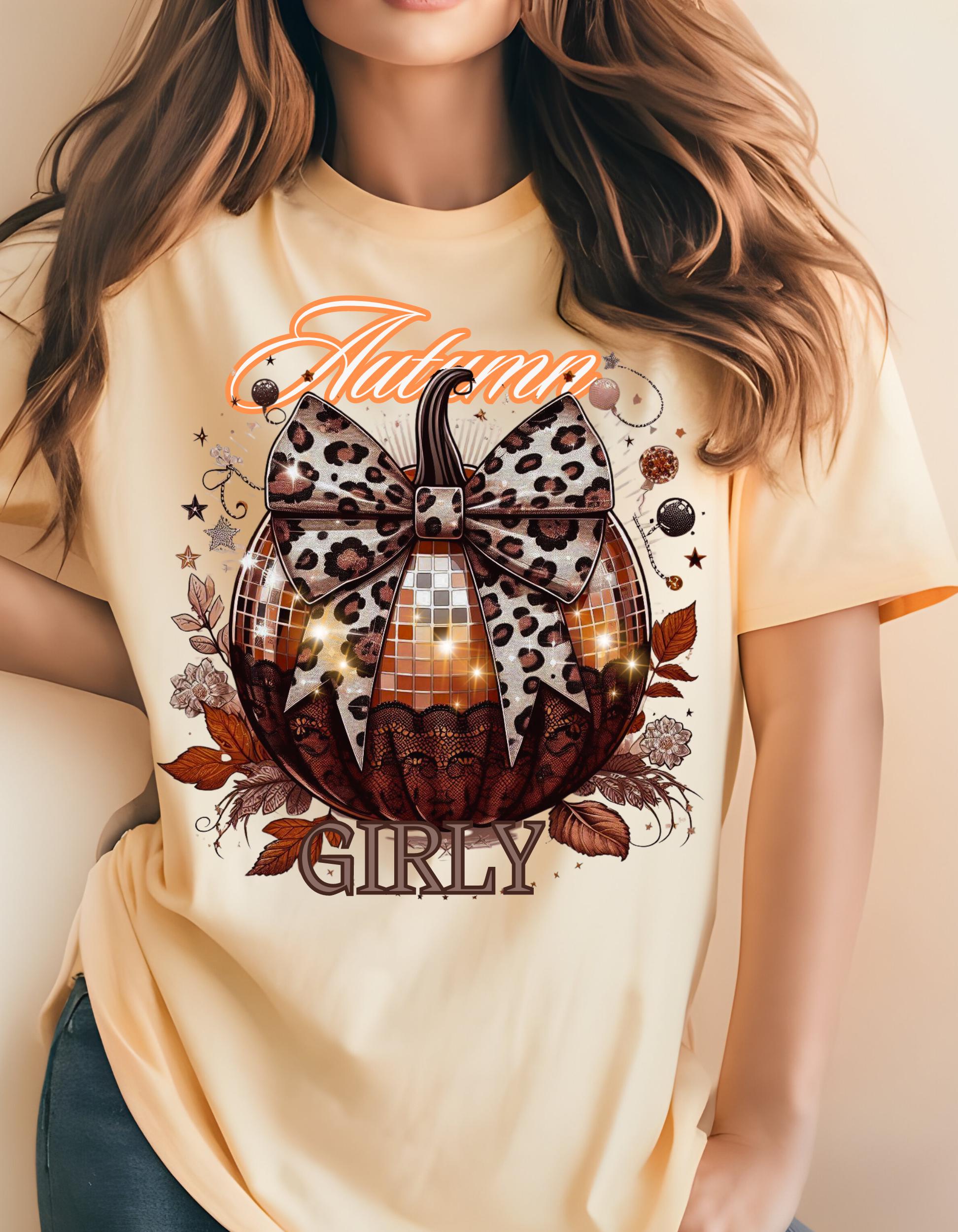 Personalisierbare Herbst Girly Herbst Kokette Disco Kürbis Thanksgiving T-Shirt, Shirt, Top Bekleidung