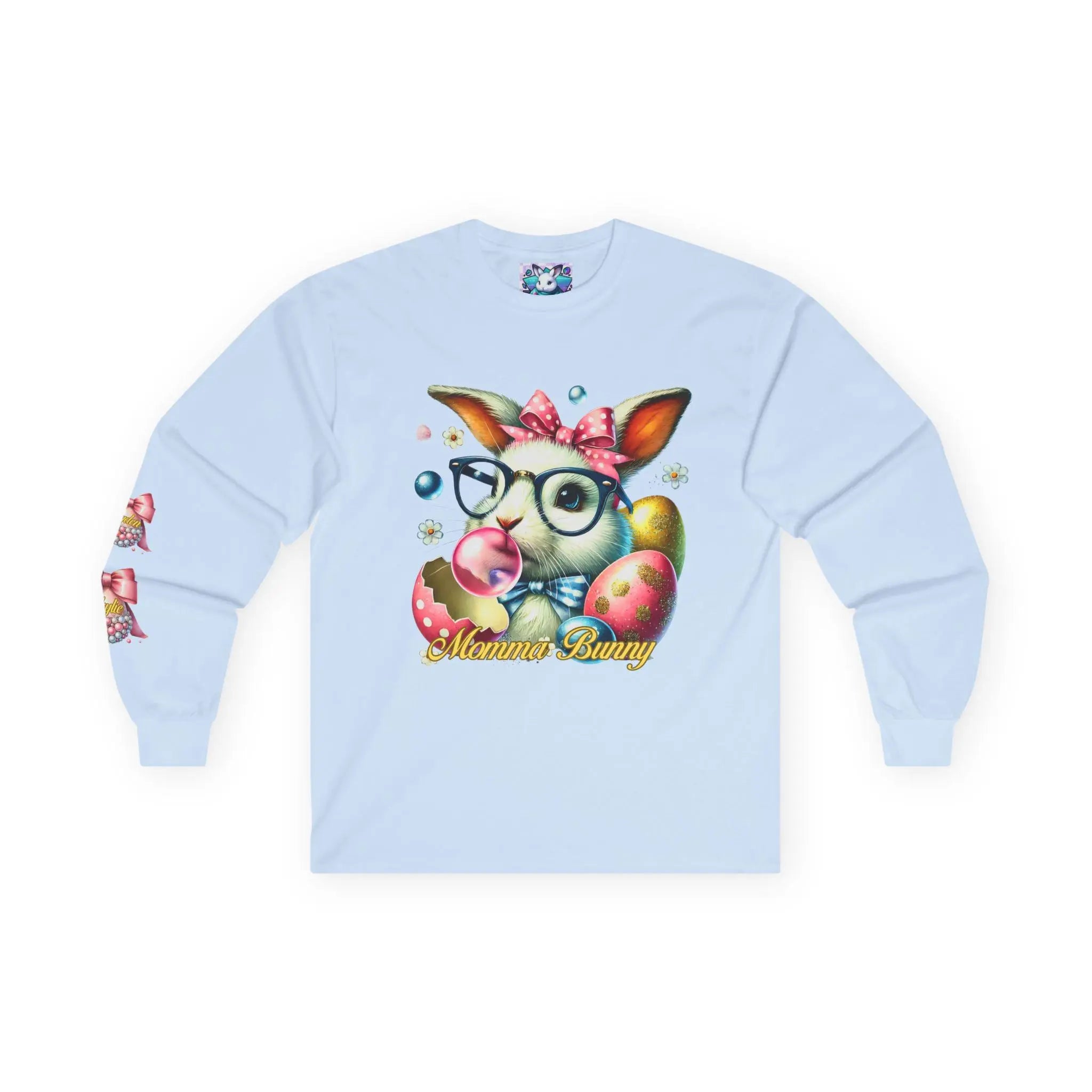 Personalizable Bunny Mom Ultra Cotton Tee, Personalized Easter Shirt, Mom Gift, Long Sleeve Unisex Top, Easter Bunny Shirt
