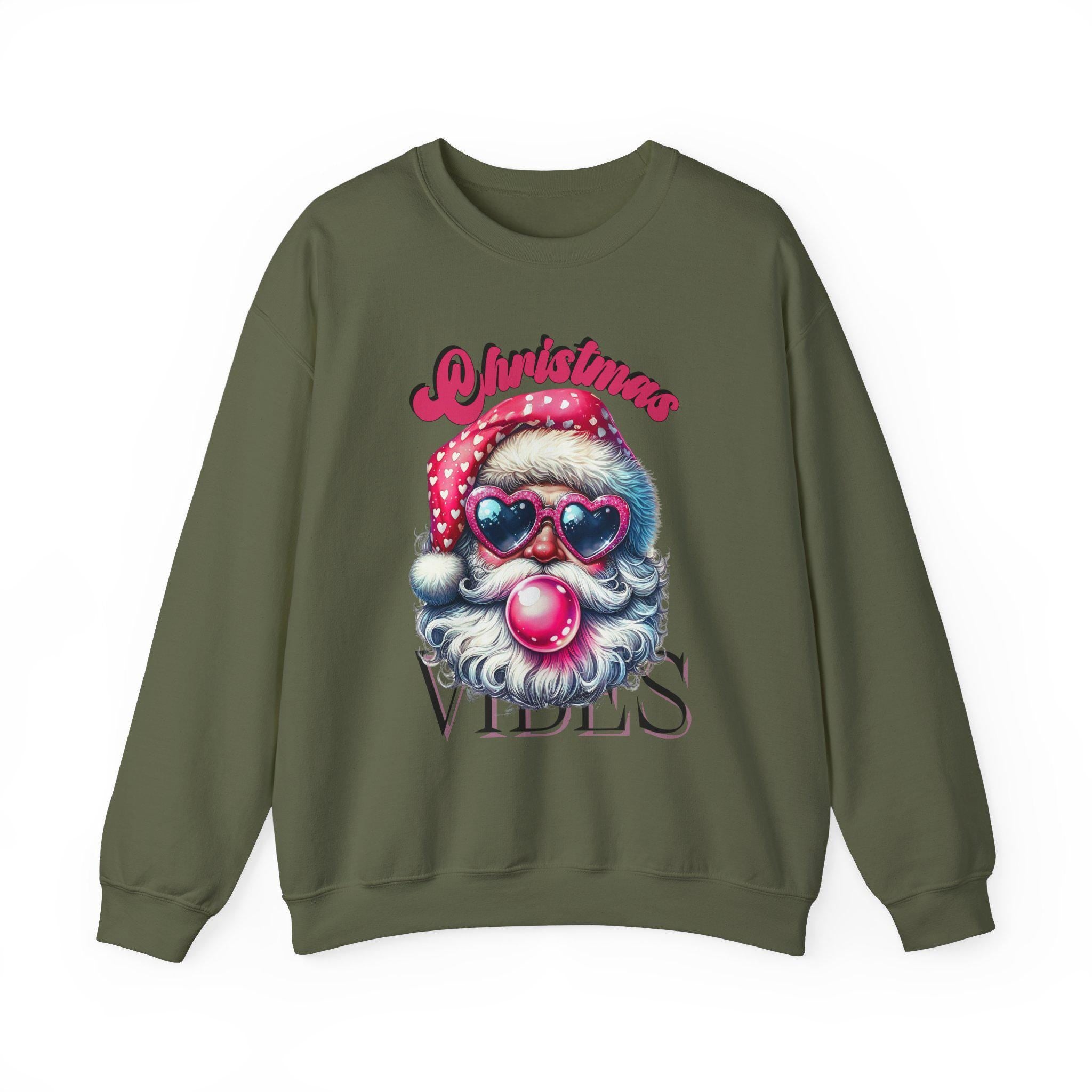 Santa Bubble Gum Weihnachten Crewneck Sweatshirt, Xmas Vibes Geschenk Party Ugly Sweater Alternative, Weihnachtspullover Winter Pullover Top, Unisex