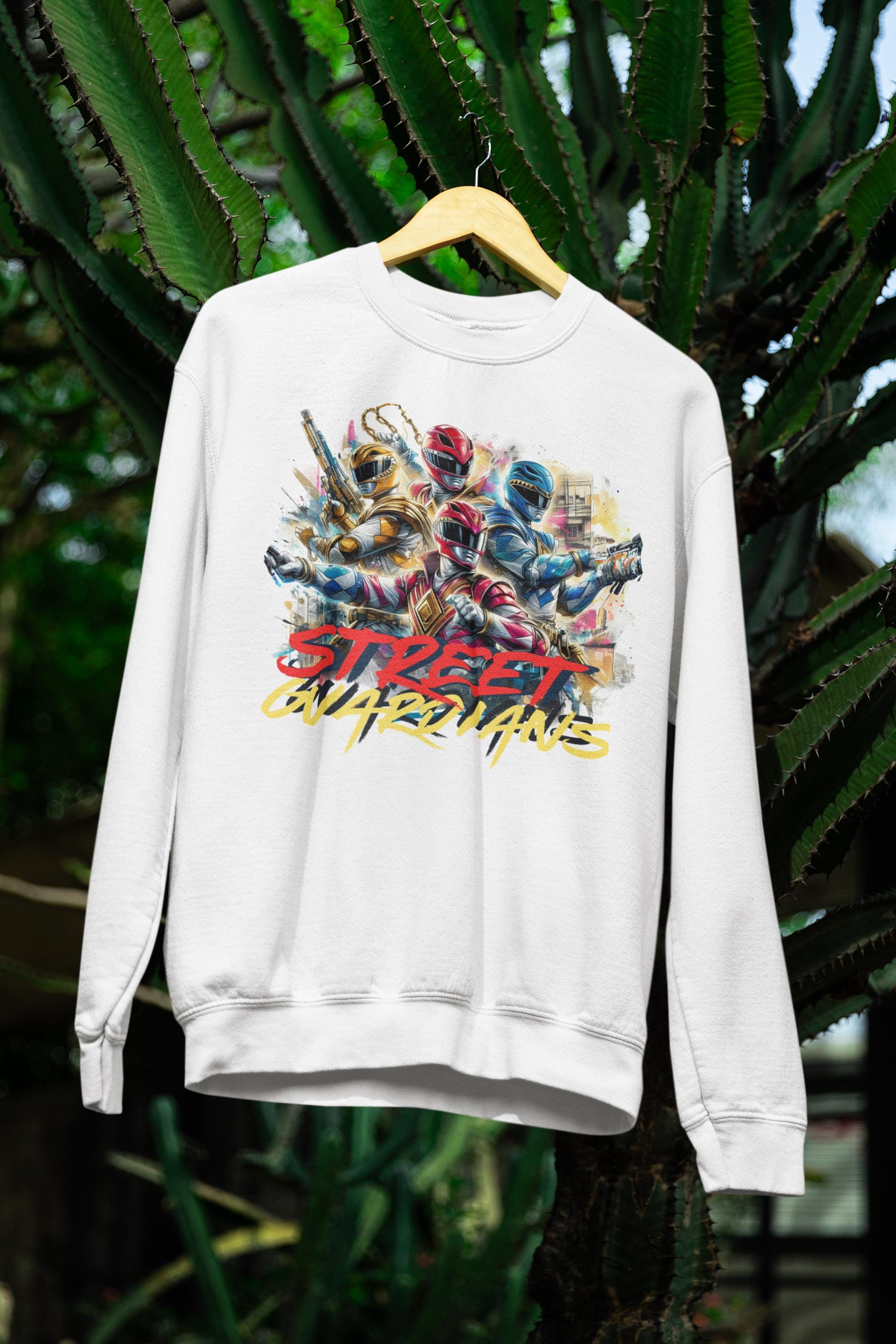 Personalisierbares Power Guardians 80er TV Parodie Sweatshirt - Unisex Grafik Pullover, 80er Geschenk für Retro Fans, Cosplay Kostüm, Vintage T-Shirt