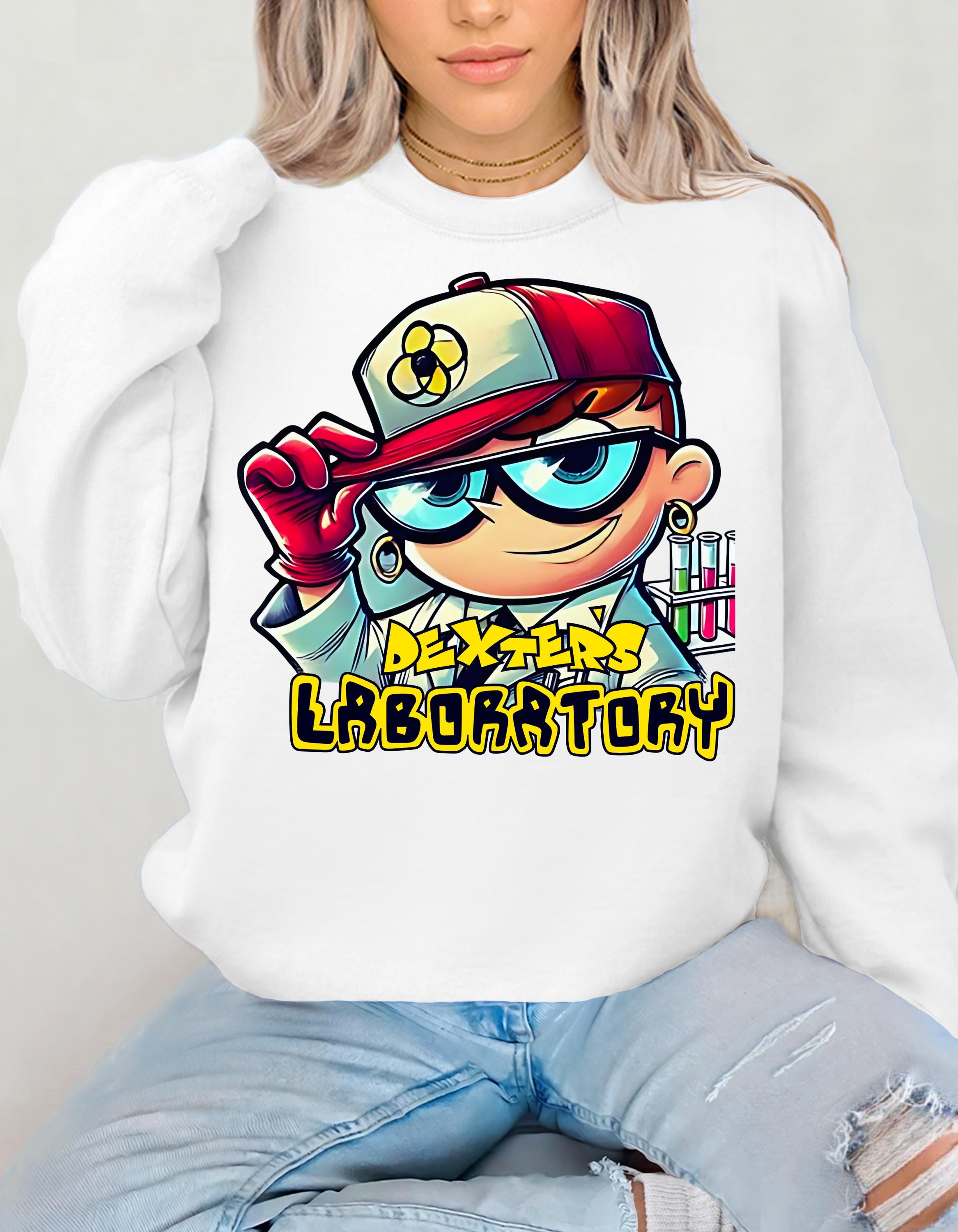 Dexter Parodie Sweatshirt, 90er TV Show Grafik Pullover, Nerd Lab Crewneck, Unisex Heavy Blend Pullover, Lustiges Geek Sweat Top, Geschenk für Sci-Fi