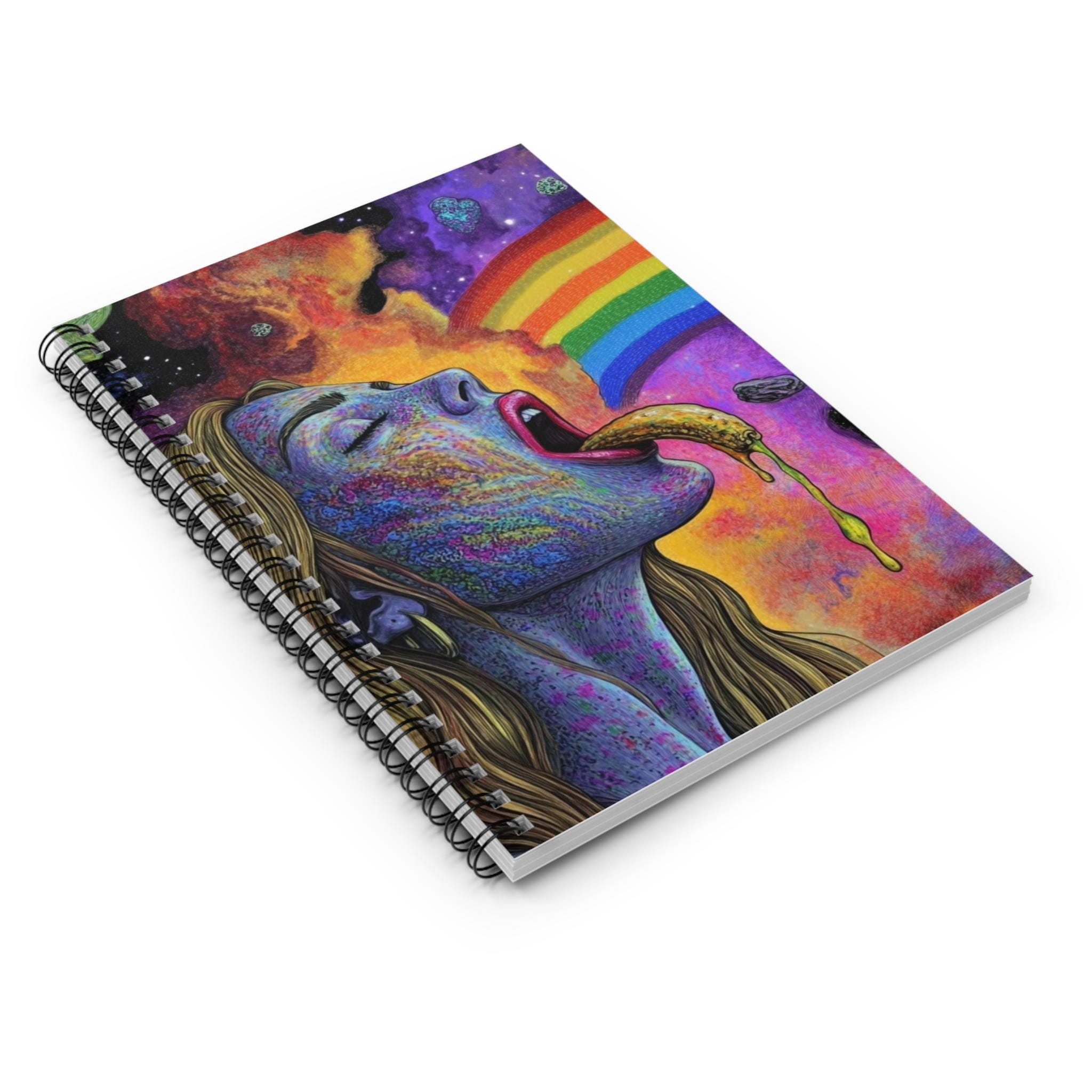 Spiral Notebook - Ruled Line, Colorful Rainbow Acid Trip Journal, Psychedelic Writing Notebook, Trippy Sketchbook, Vibrant Diary for