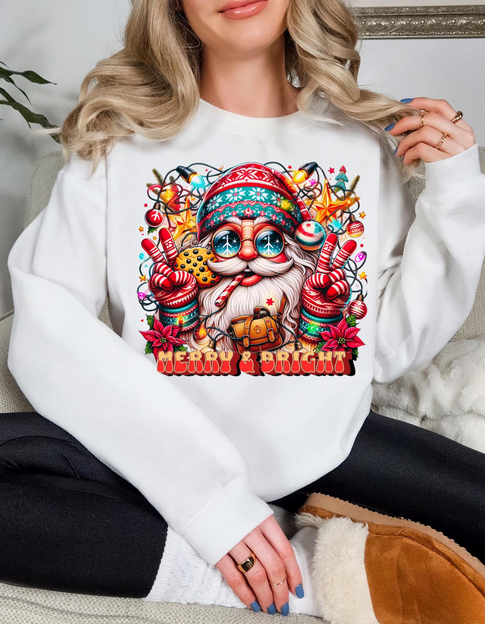 Merry and Bright Santa Hippy Sweatshirt - Festive Holiday Apparel