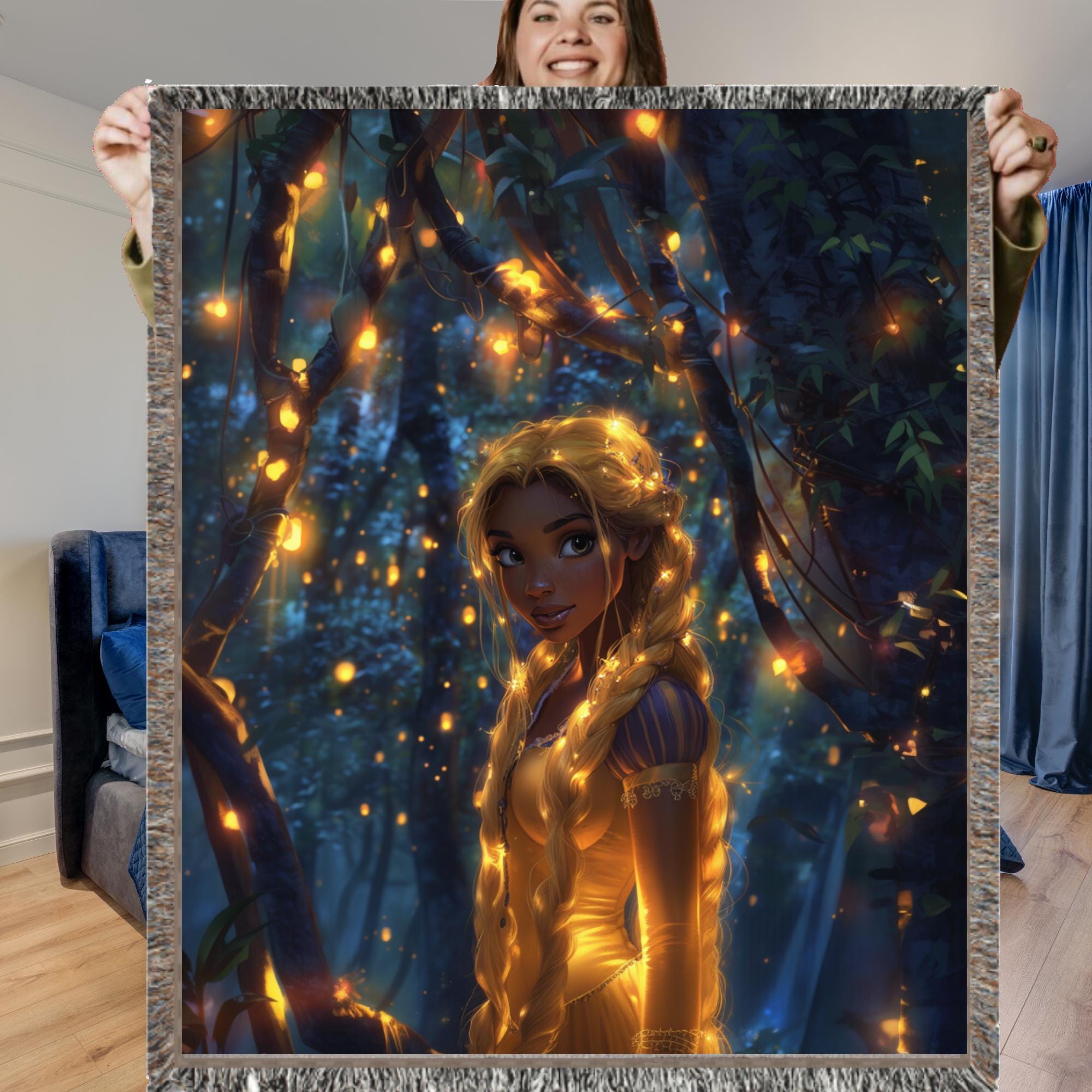 Personalizable Woven Blanket, Powers Glow and Shine, Black Princess, Magical Throw Blanket, Princess Vibes, Unique Gift for Her,  Blanket,