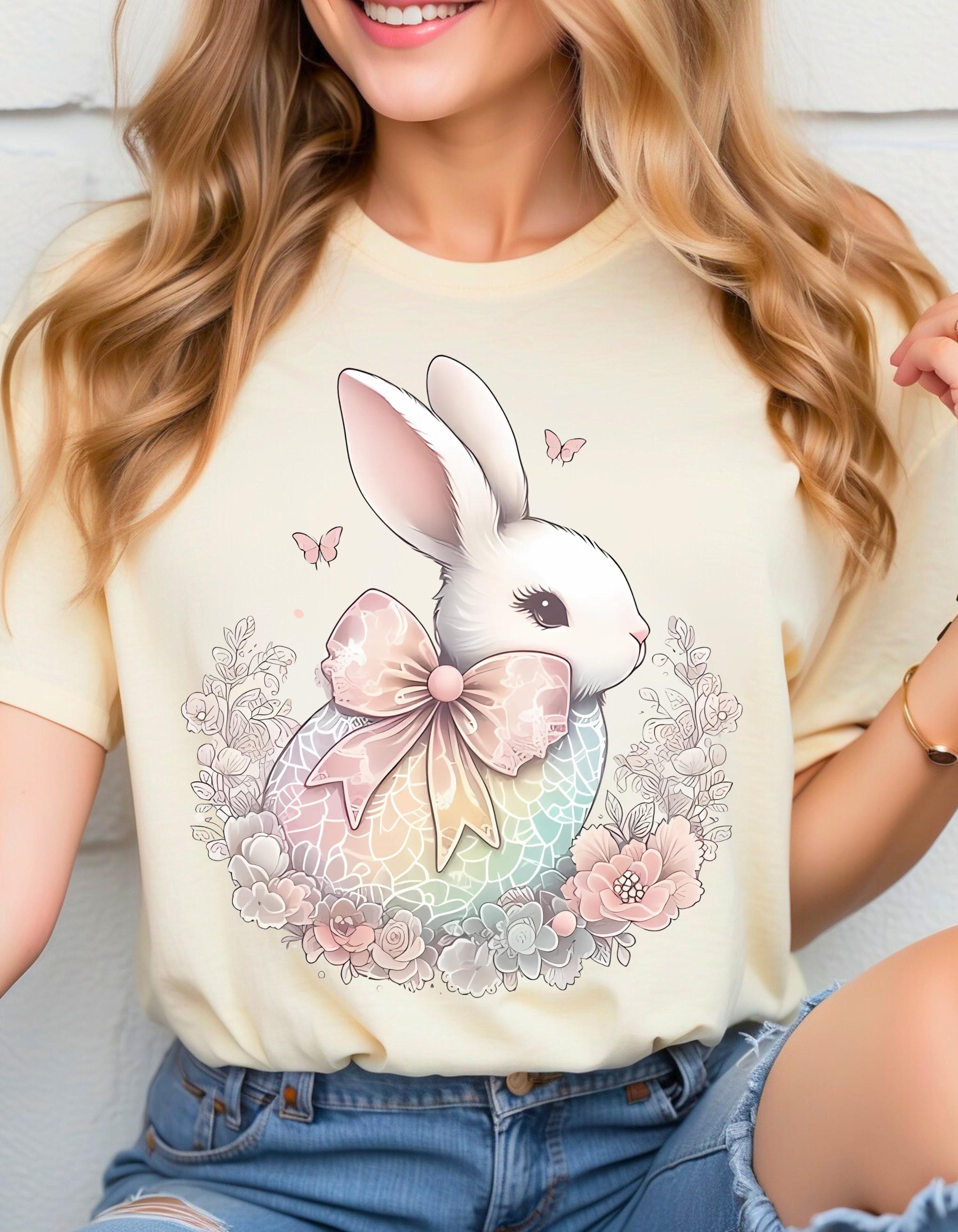 Cute Bunny Easter Tee - Unisex Heavy Cotton Shirt for Spring Celebrations, Egg Hunt, Holiday Gift, Casual Wear