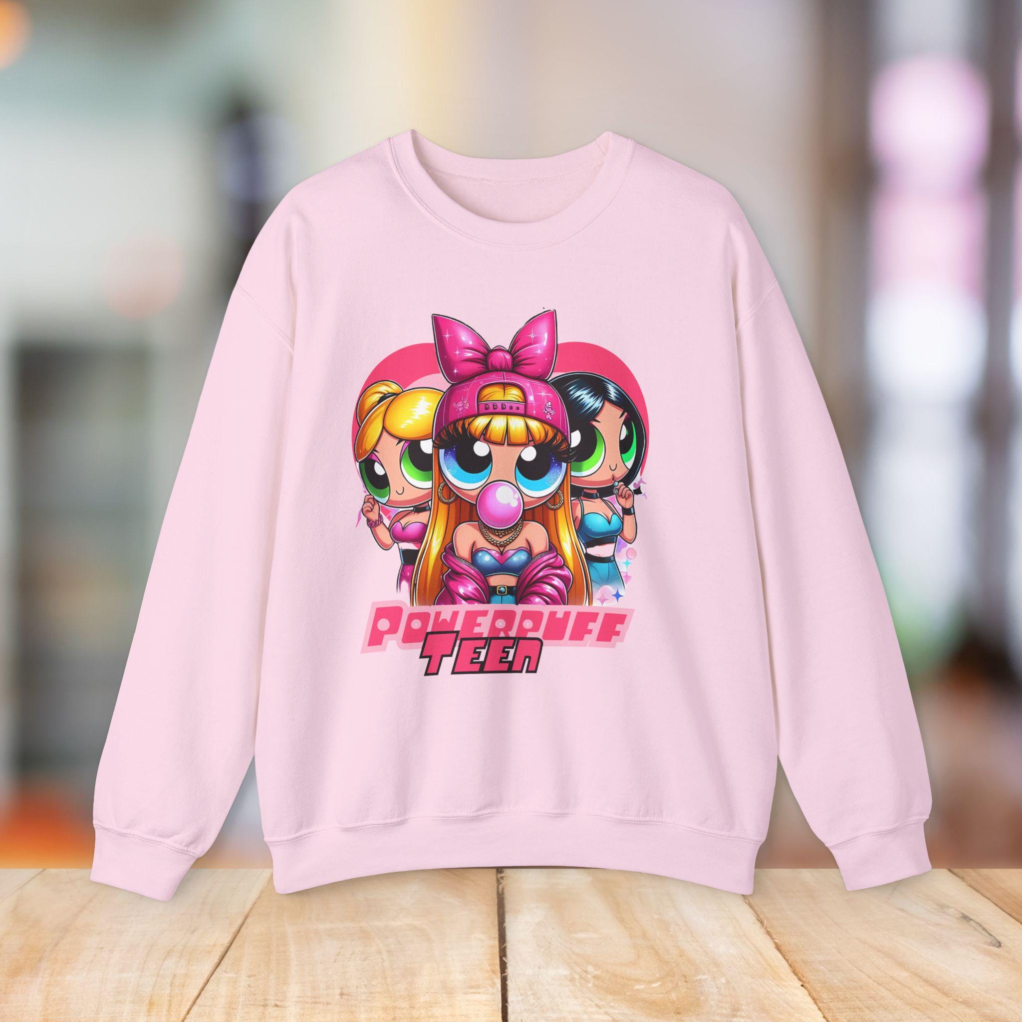 Powerful Girls Parody Trio Sweatshirt, 90er Jahre inspiriert, Unisex Crewneck Pullover, Geschenk für Cartoon Fans, Retro Powerpuff Apparel, Cosplay