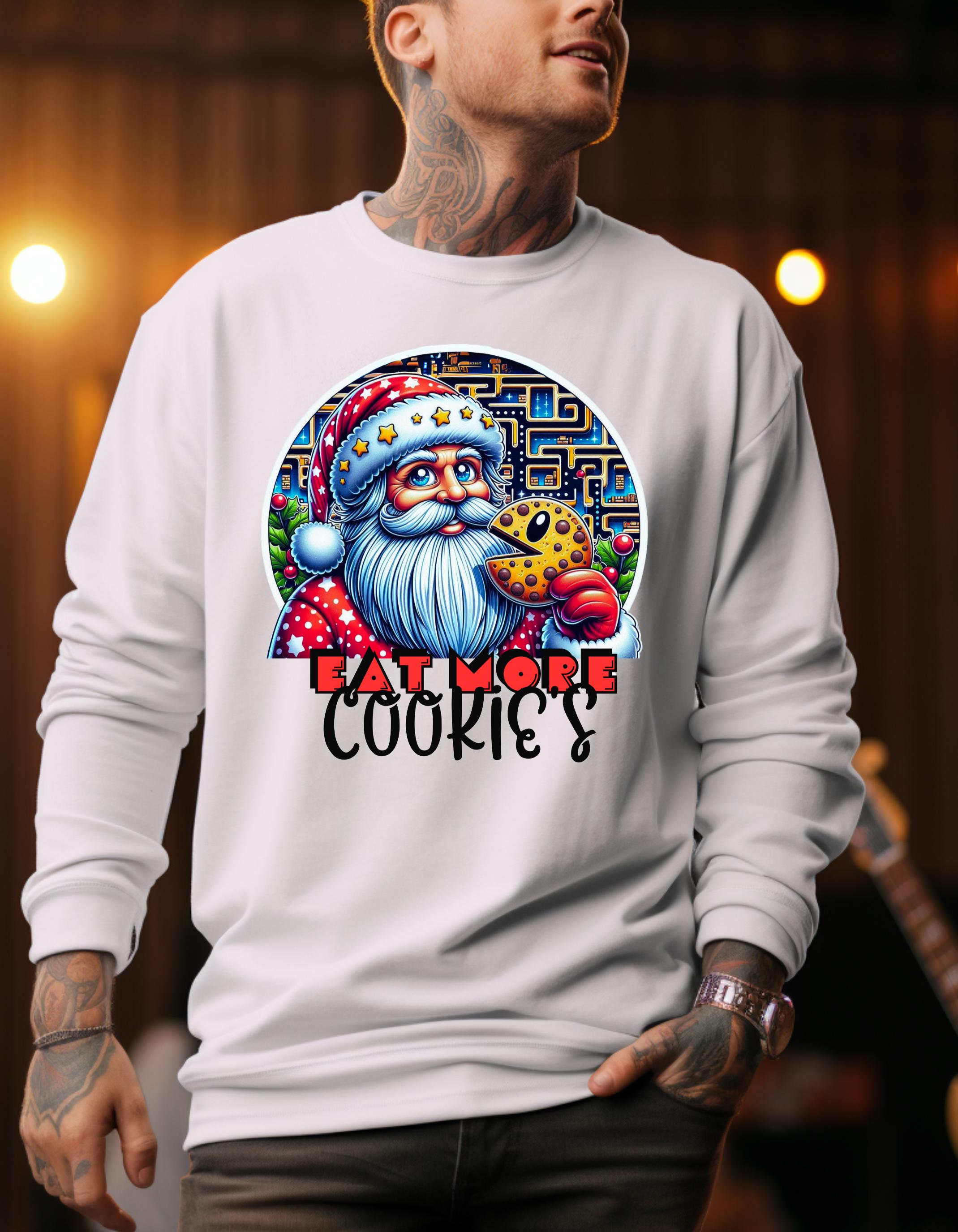 Santa retro gaming Cookie Sweatshirt - Fun lol Christmas Parody Sublimation Art