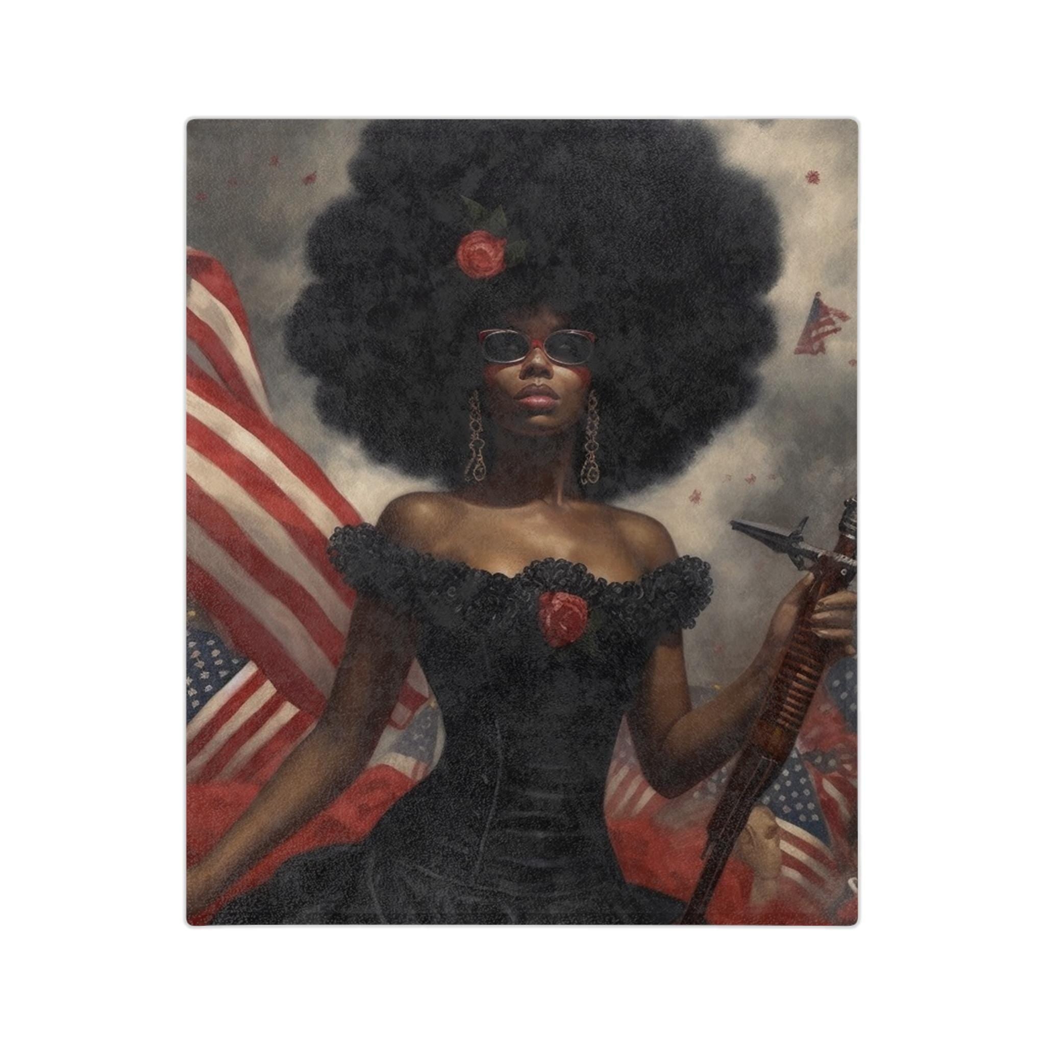 Samtdecke für selbstbewusste Frauen | Gemütliches Wohndekor, Afro-Kunst-Geschenk, Afroamerikanischer Stolz, Statement-Stück, Kuscheldecke, Kunstdekor