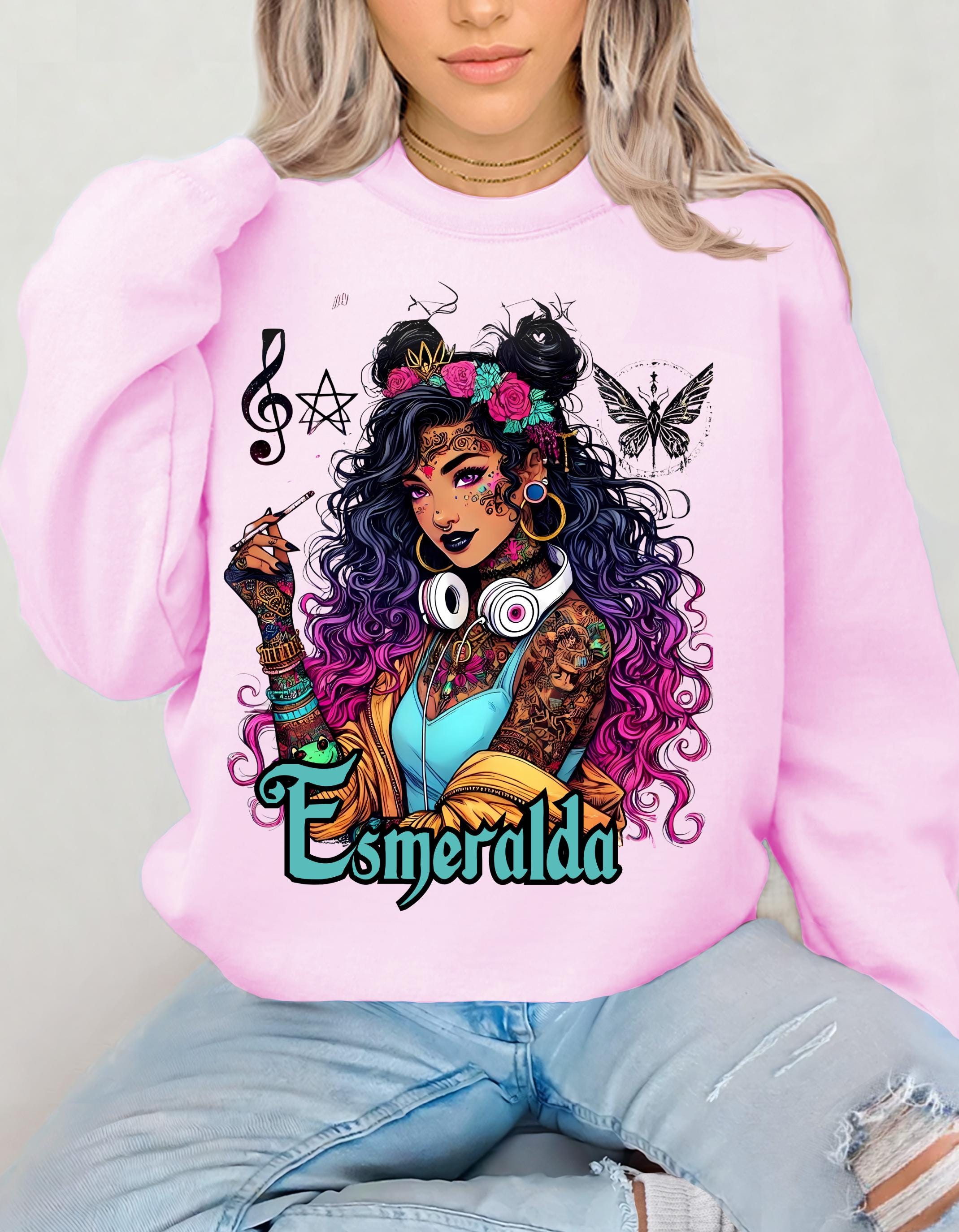 Esmeralda Gypsy Mystic Sweatshirt, Boho Crewneck Jumper, Hippie Pullover, Crystal Healing Top, Festival Clothing, Tarot Card Reader Shirt