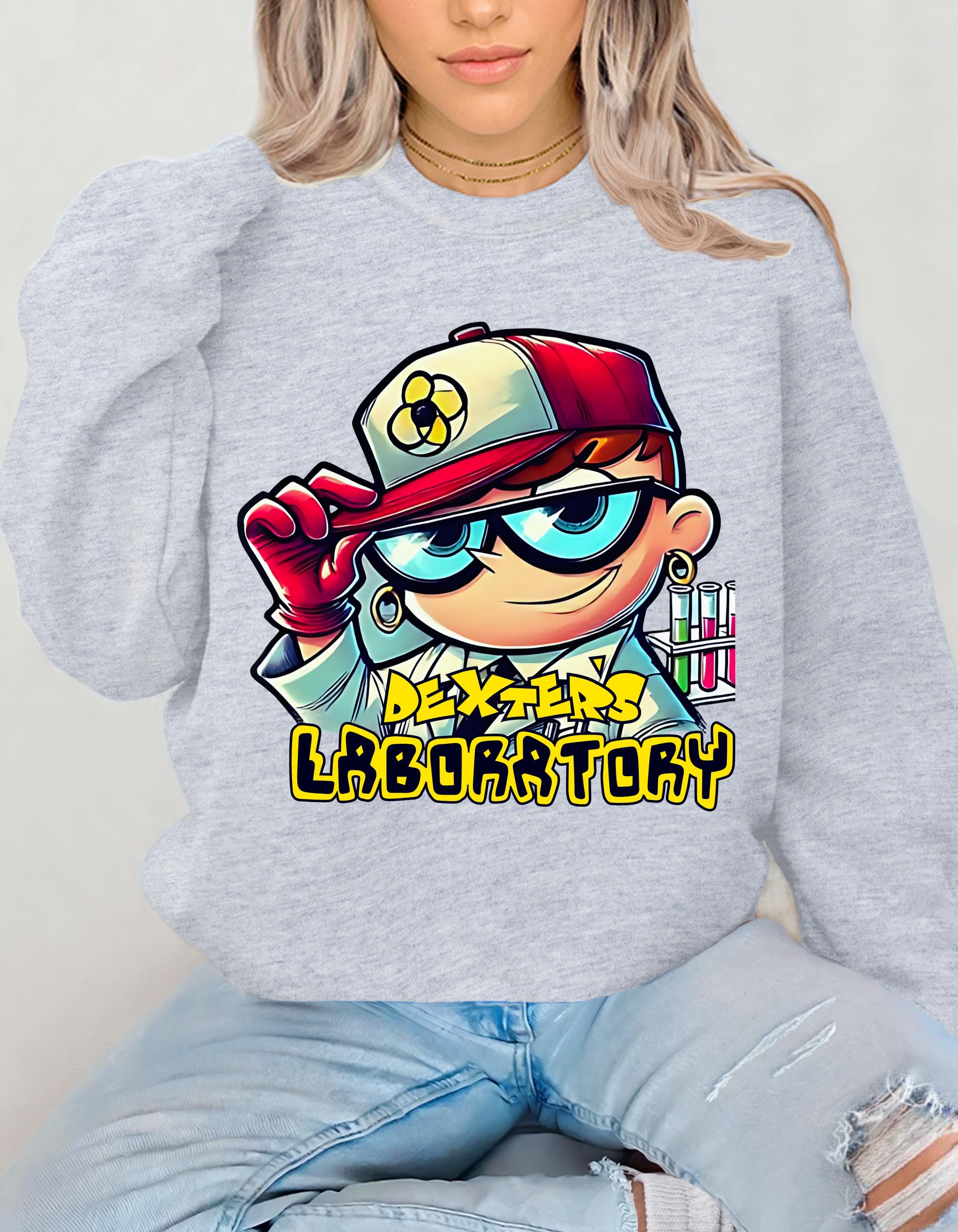 Dexter Parodie Sweatshirt, 90er TV Show Grafik Pullover, Nerd Lab Crewneck, Unisex Heavy Blend Pullover, Lustiges Geek Sweat Top, Geschenk für Sci-Fi